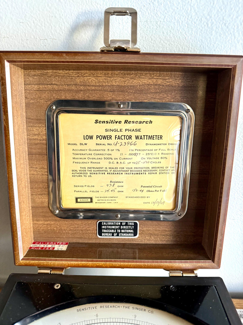 Vintage Portable Singer Single Phase Low Power Factor Wattmeter | Sensitive Research Singer Wattmeter | Singer Wattmeter Case