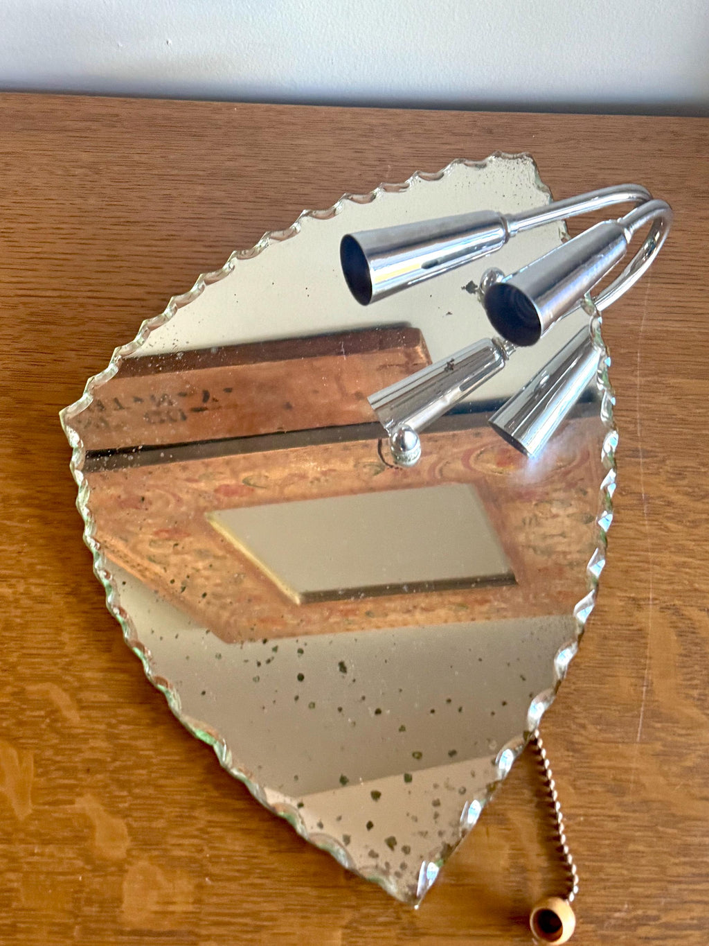 Art Deco Gill Glass & Fixture Co. Wall Mirror Sconce Light | Art Nouveau Mirror Wall Light | Patina Mirror Wall Light | Mirrored Sconce