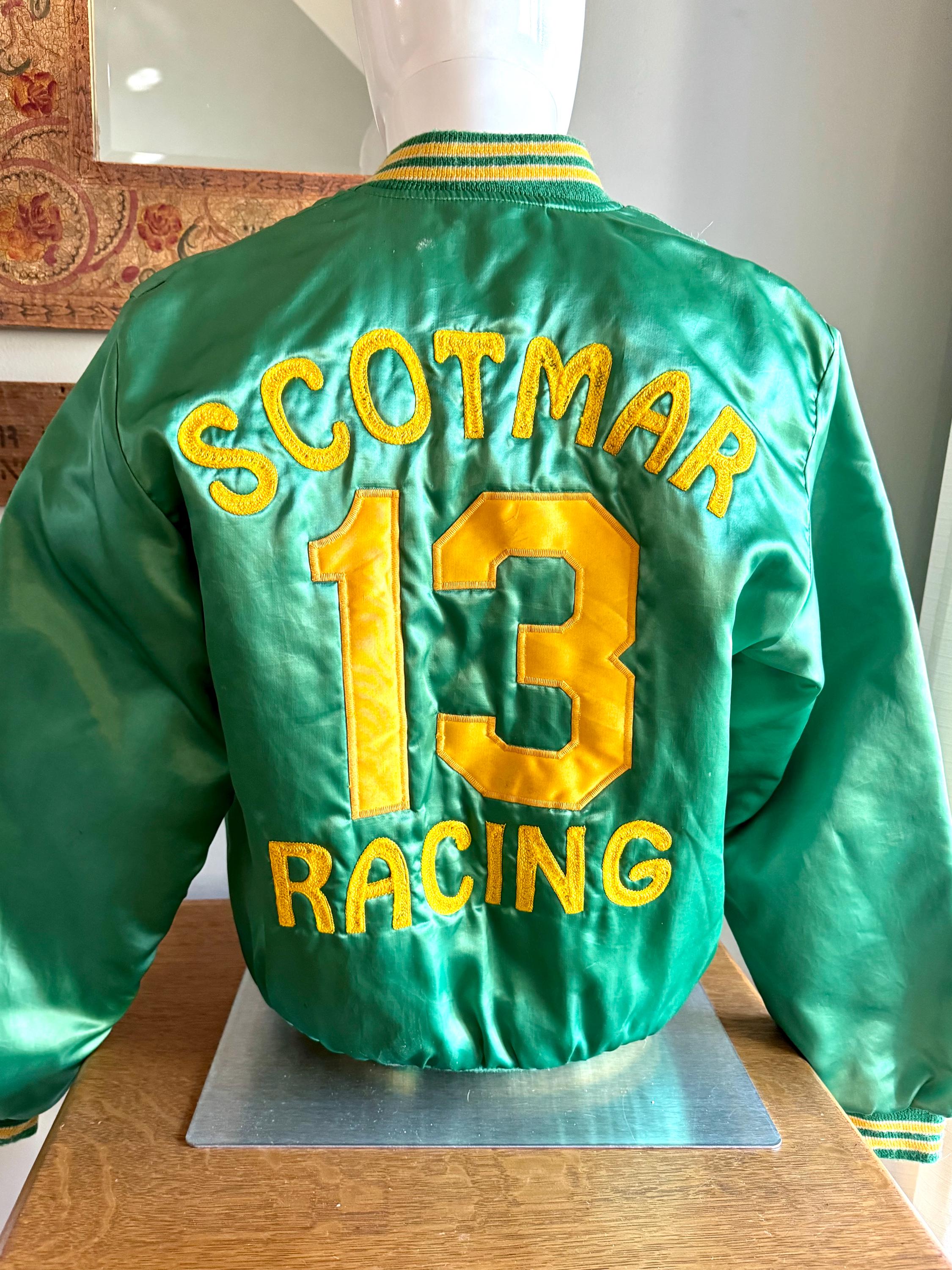 Vintage Green Birdie by Richard A. Leslie Racing Bomber Jacket | Brenda Scotmar 13 Racing Jacket | Yellow and Green Birdie Racing Jacket (S)