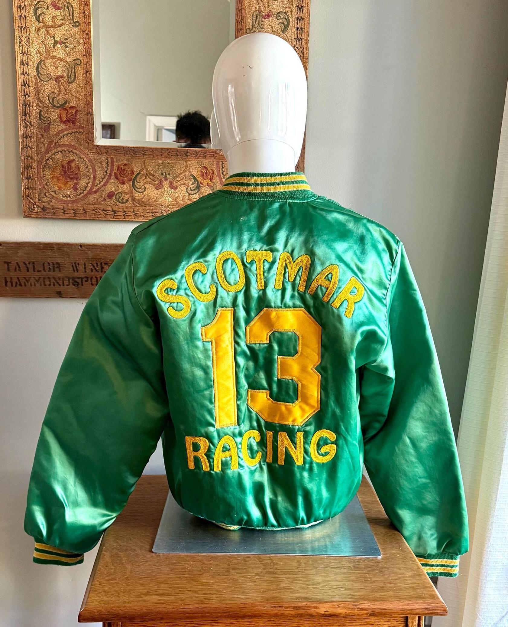 Vintage Green Birdie by Richard A. Leslie Racing Bomber Jacket | Brenda Scotmar 13 Racing Jacket | Yellow and Green Birdie Racing Jacket (S)