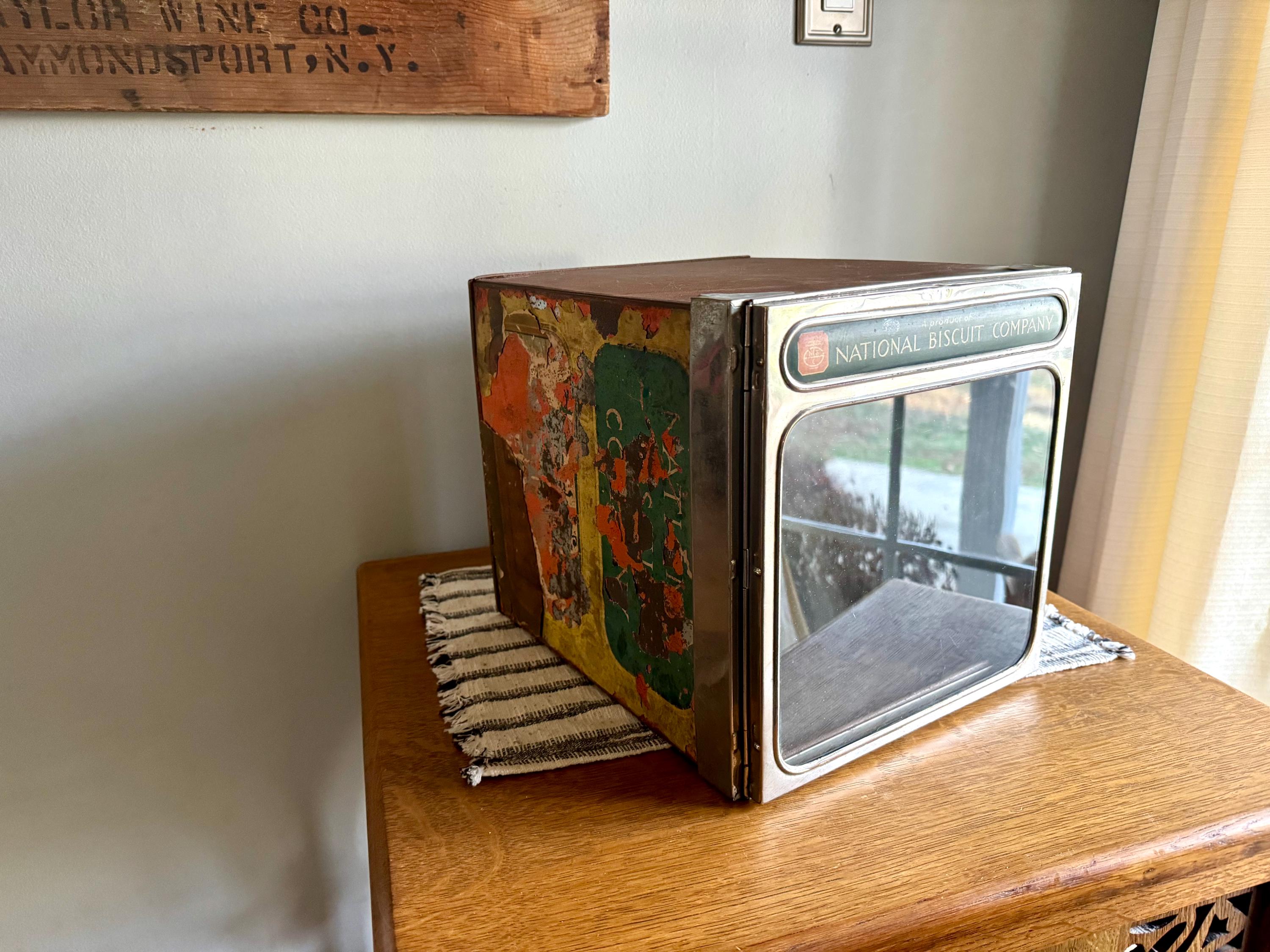 Vintage Nabisco Store Display Box | National Biscuit Company Bakers Display Box | Glass Door Nabisco Tin Display Box
