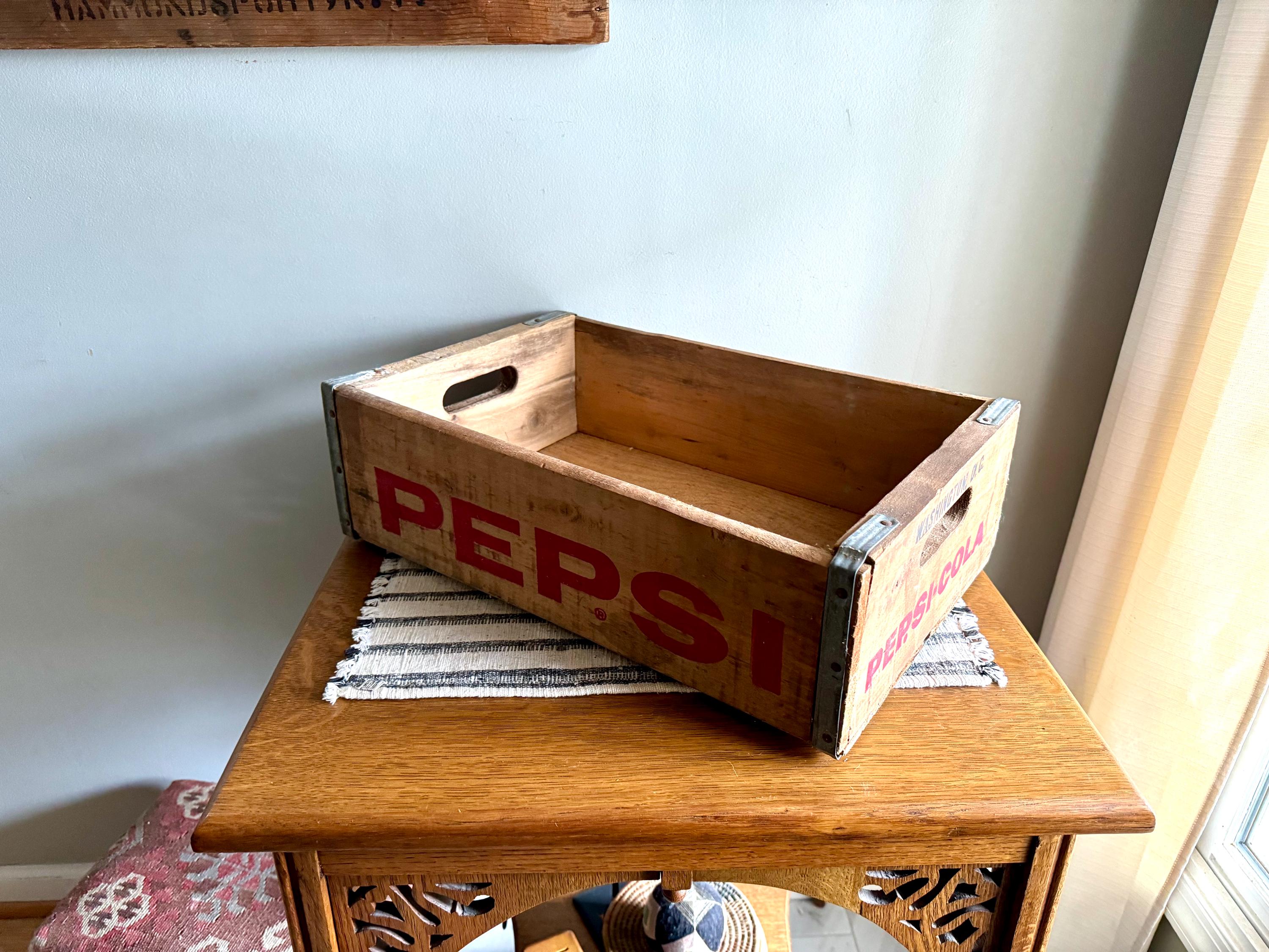 Vintage Pepsi Wooden Crate | Rustic Original Pepsi Crate | Pepsi Cola Advertisement Crate | Pepsi Washington D.C. Wood Crate