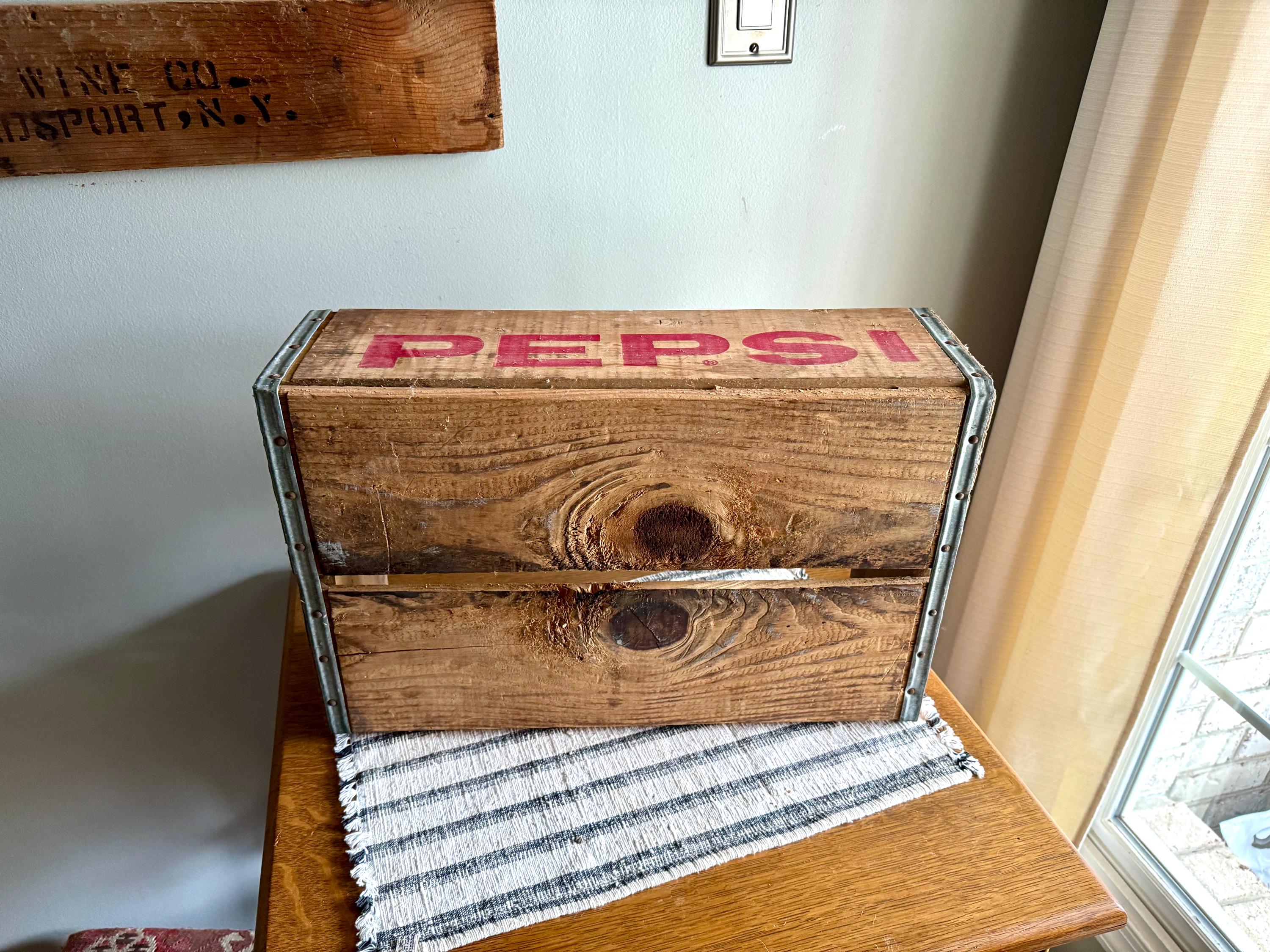 Vintage Pepsi Wooden Crate | Rustic Original Pepsi Crate | Pepsi Cola Advertisement Crate | Pepsi Washington D.C. Wood Crate