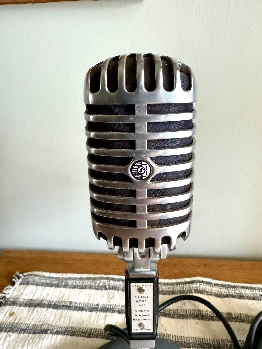 Vtg Shure Brothers Unidyne 55S Microphone | Unidyne Dynamic 55S Microphone on Stand | Chrome Microphone | Elvis Microphone