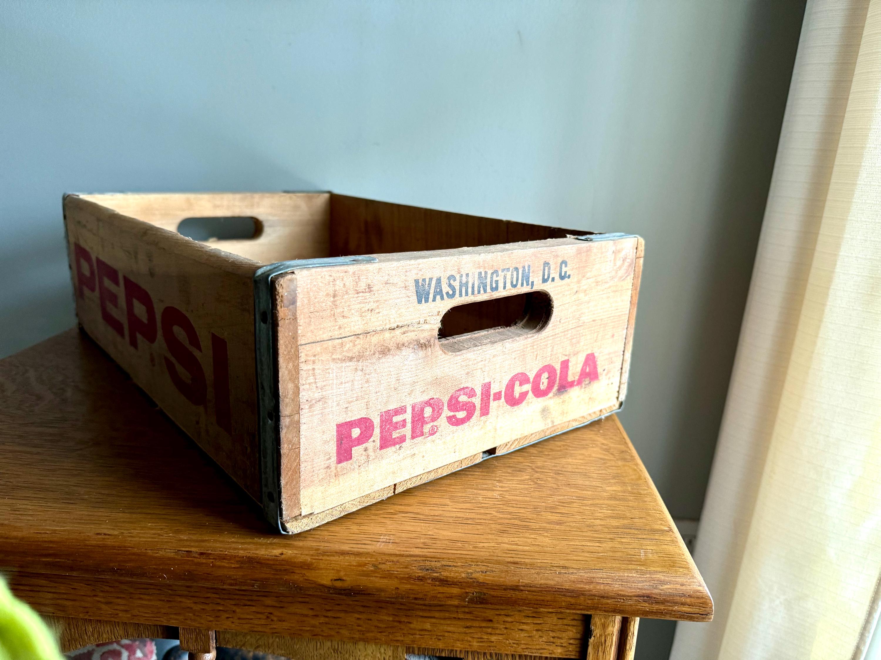 Vintage Pepsi Wooden Crate | Rustic Original Pepsi Crate | Pepsi Cola Advertisement Crate | Pepsi Washington D.C. Wood Crate
