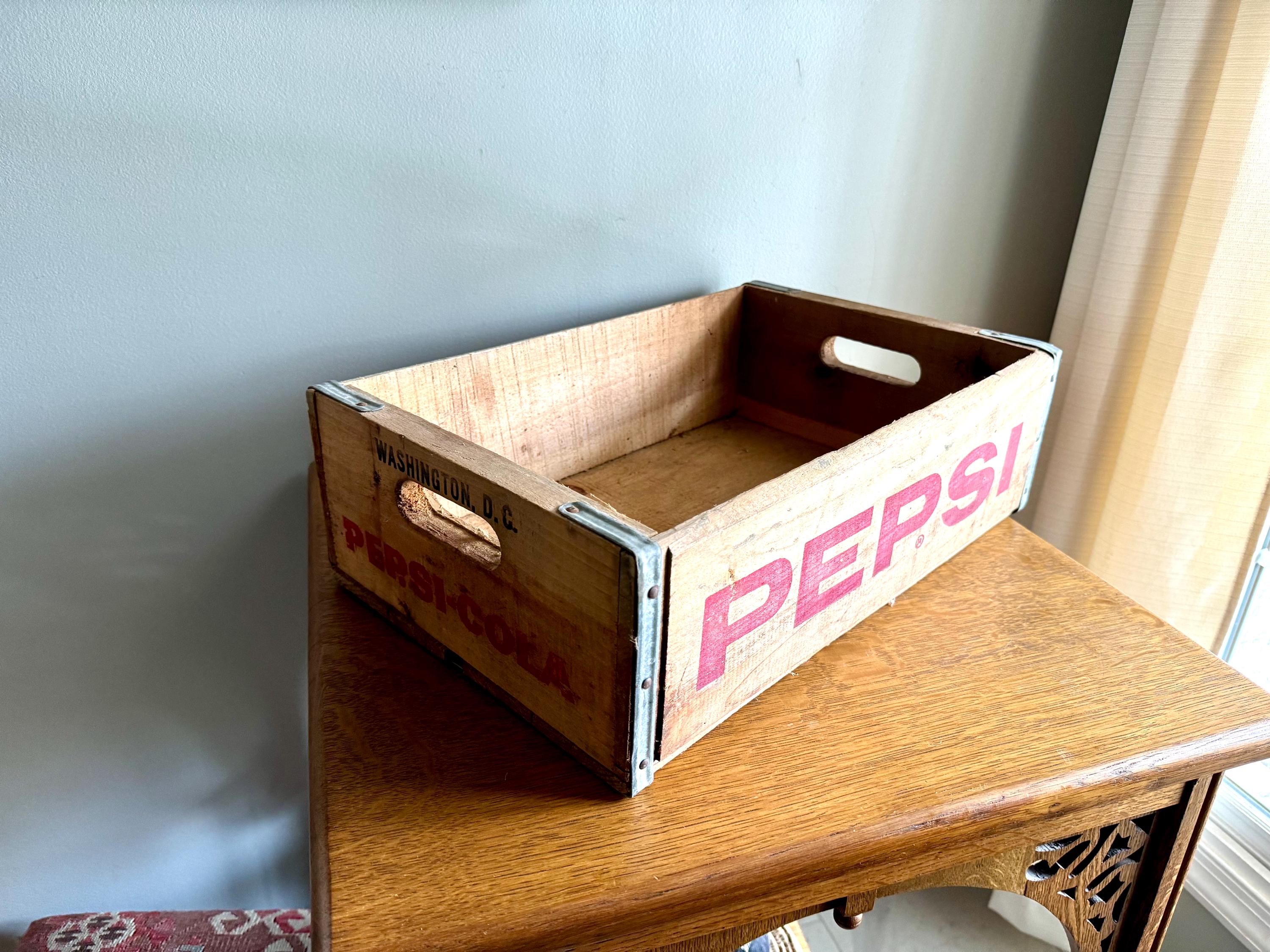 Vintage Pepsi Wooden Crate | Rustic Original Pepsi Crate | Pepsi Cola Advertisement Crate | Pepsi Washington D.C. Wood Crate