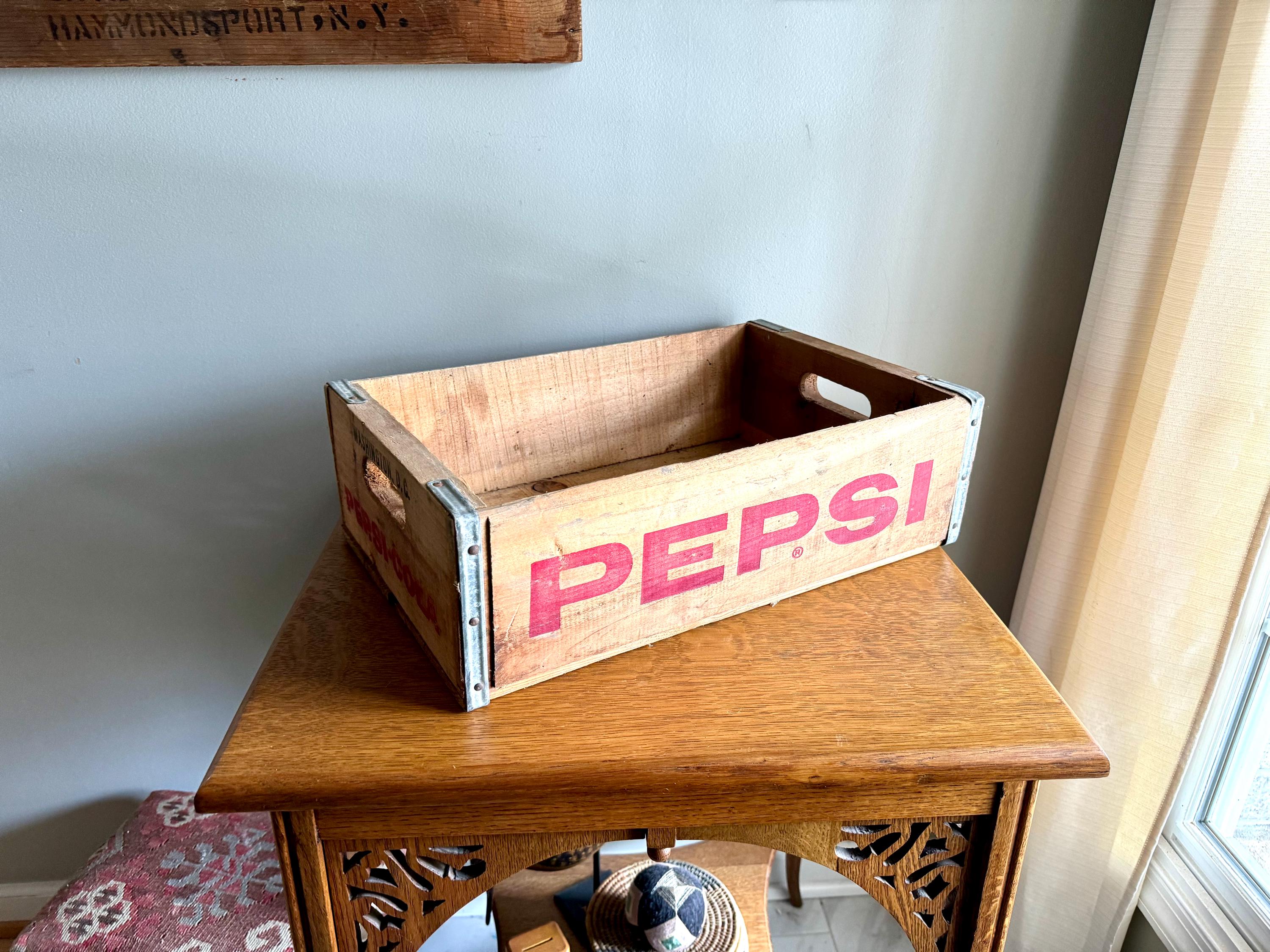Vintage Pepsi Wooden Crate | Rustic Original Pepsi Crate | Pepsi Cola Advertisement Crate | Pepsi Washington D.C. Wood Crate
