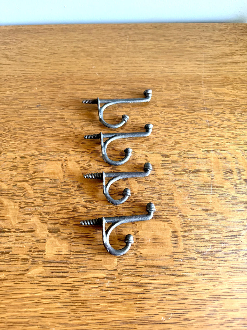 Antique Cast Iron Wardrobe Hooks| Cast Iron Wall Hooks| Salvage Double Hooks | Antique Coat Hooks | Set of 4 Wardrobe Hooks | Screw In Hooks