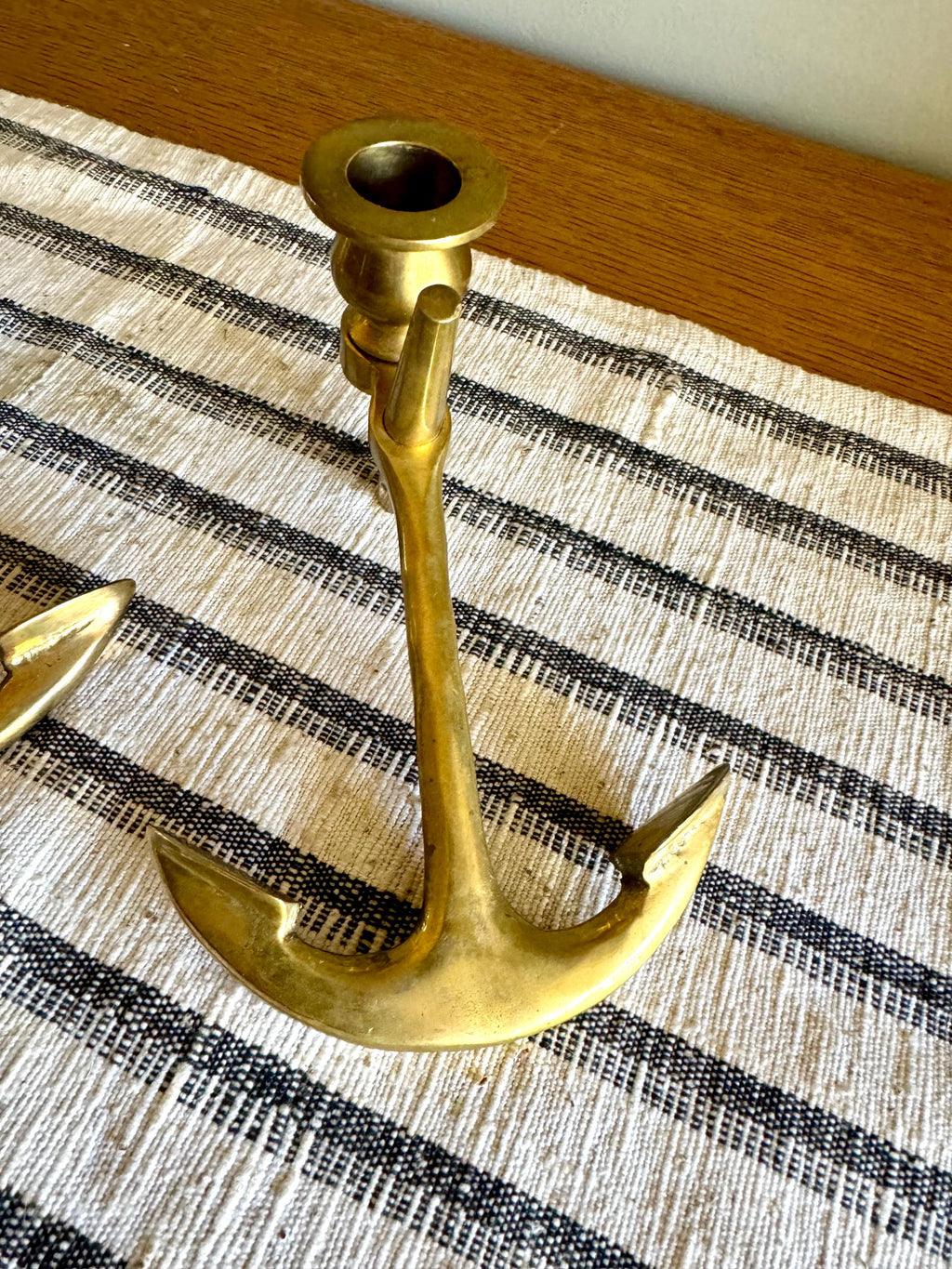 A Pair of Solid Brass Yachtsman Anchor Candle Holders | Solid Brass Boat Anchor Candlestick Holders | Brass Nautical Decor | Beach House Decor