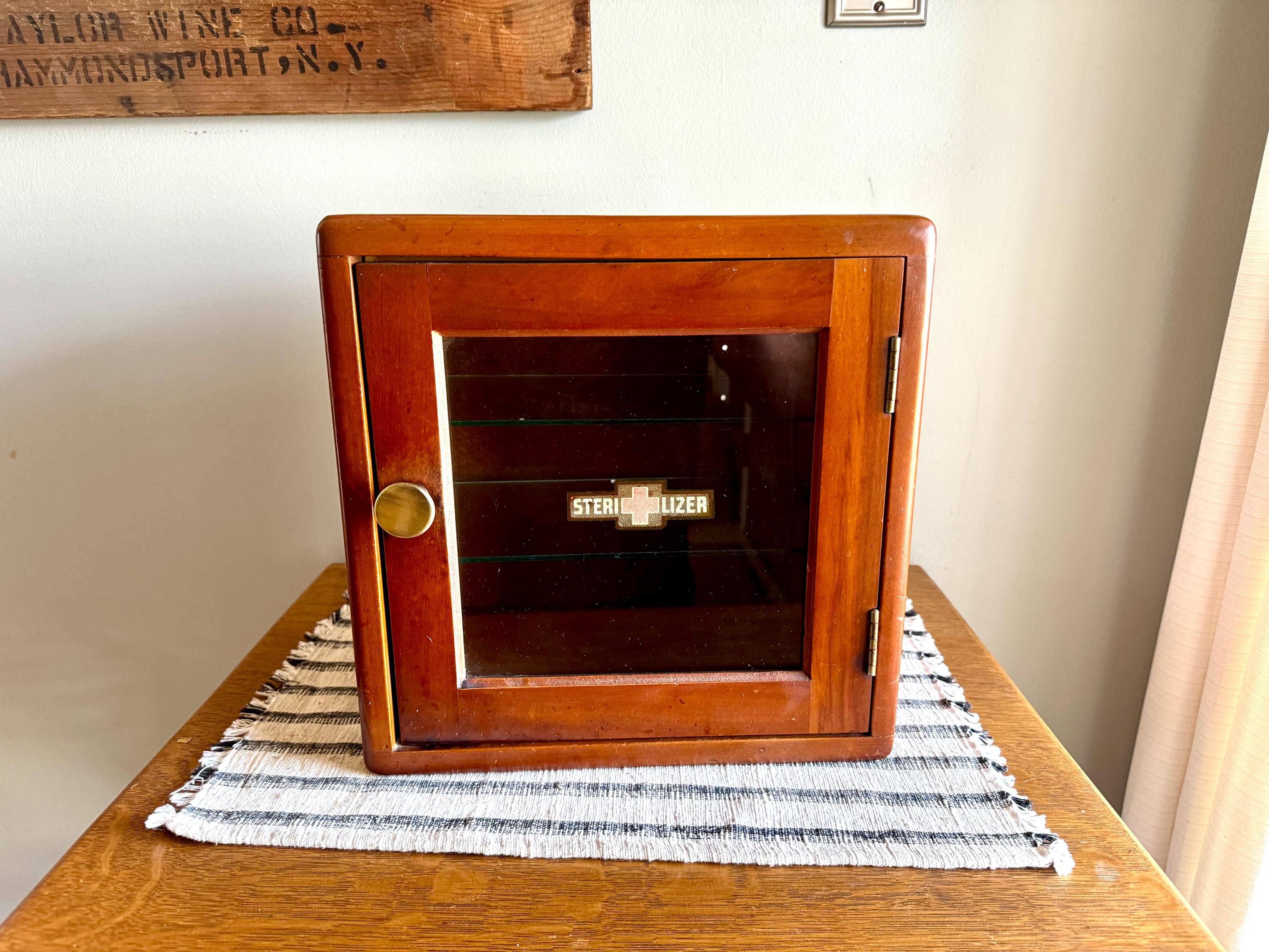 Wooden Medical Sterilizer Cabinet | Wood Sterilizer Cabinet | Vintage Display Cabinet | Medical Cabinet | Barber Cabinet | Sterilizer Wood Cabinet