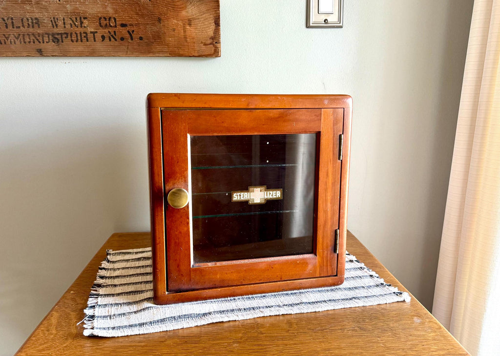 Wooden Medical Sterilizer Cabinet | Wood Sterilizer Cabinet | Vintage Display Cabinet | Medical Cabinet | Barber Cabinet | Sterilizer Wood Cabinet