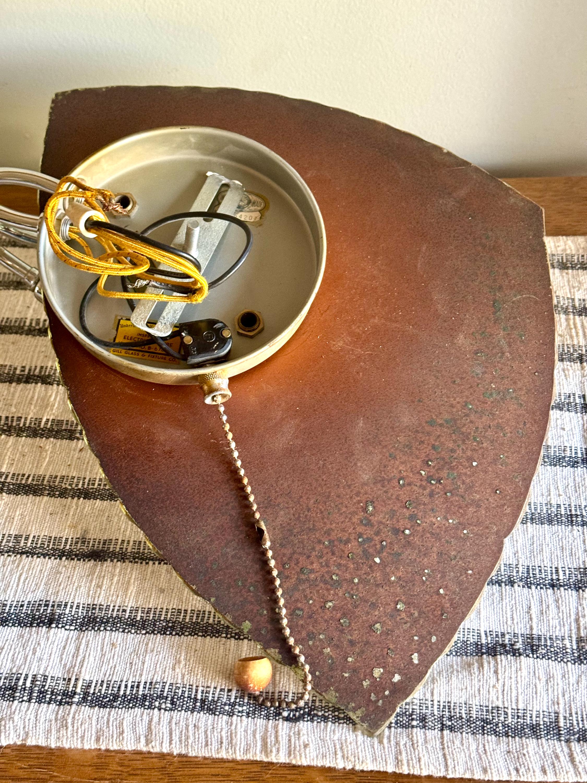 Art Deco Gill Glass & Fixture Co. Wall Mirror Sconce Light | Art Nouveau Mirror Wall Light | Patina Mirror Wall Light | Mirrored Sconce