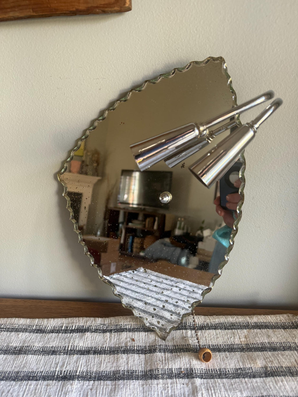 Art Deco Gill Glass & Fixture Co. Wall Mirror Sconce Light | Art Nouveau Mirror Wall Light | Patina Mirror Wall Light | Mirrored Sconce