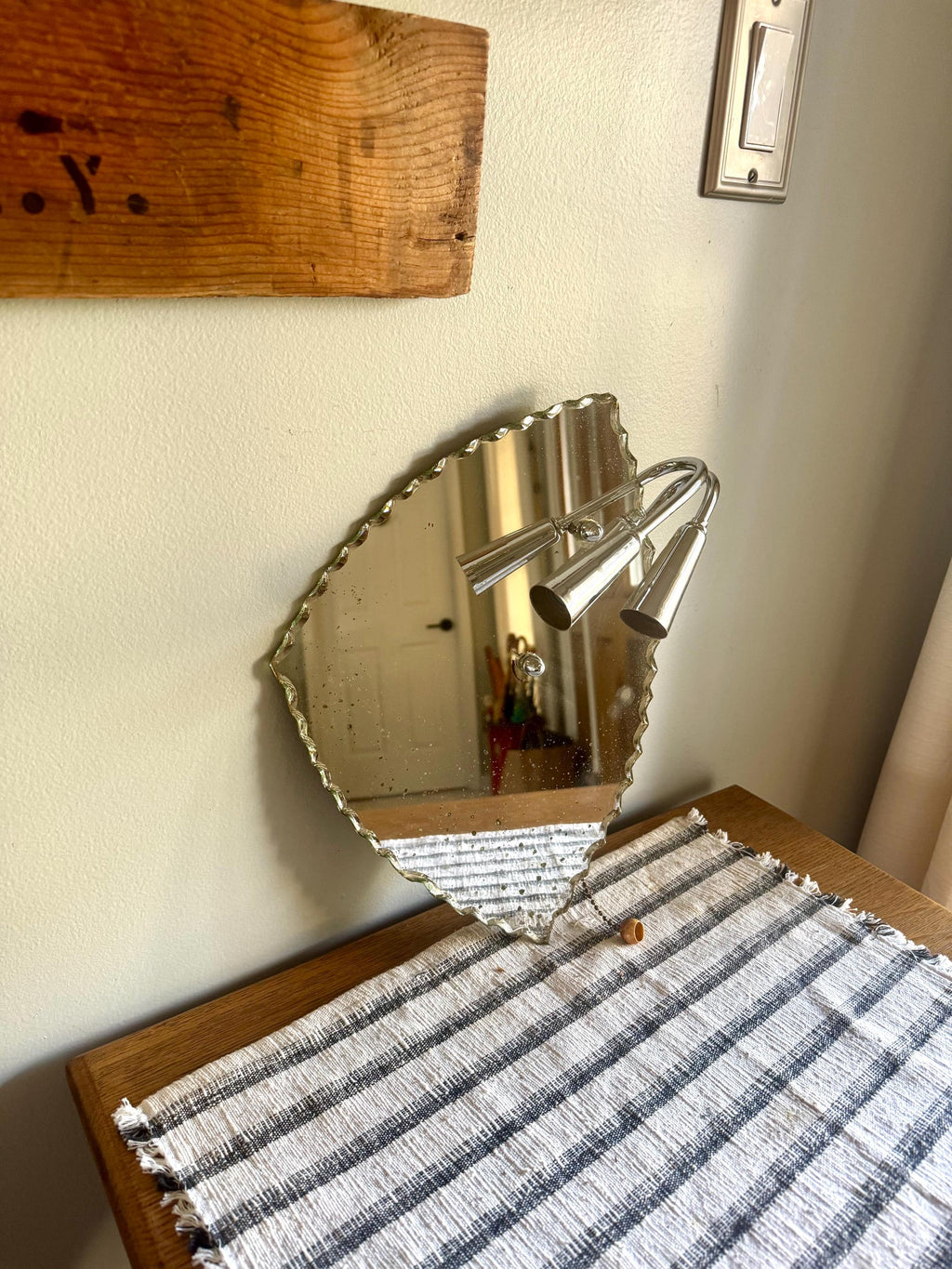 Art Deco Gill Glass & Fixture Co. Wall Mirror Sconce Light | Art Nouveau Mirror Wall Light | Patina Mirror Wall Light | Mirrored Sconce