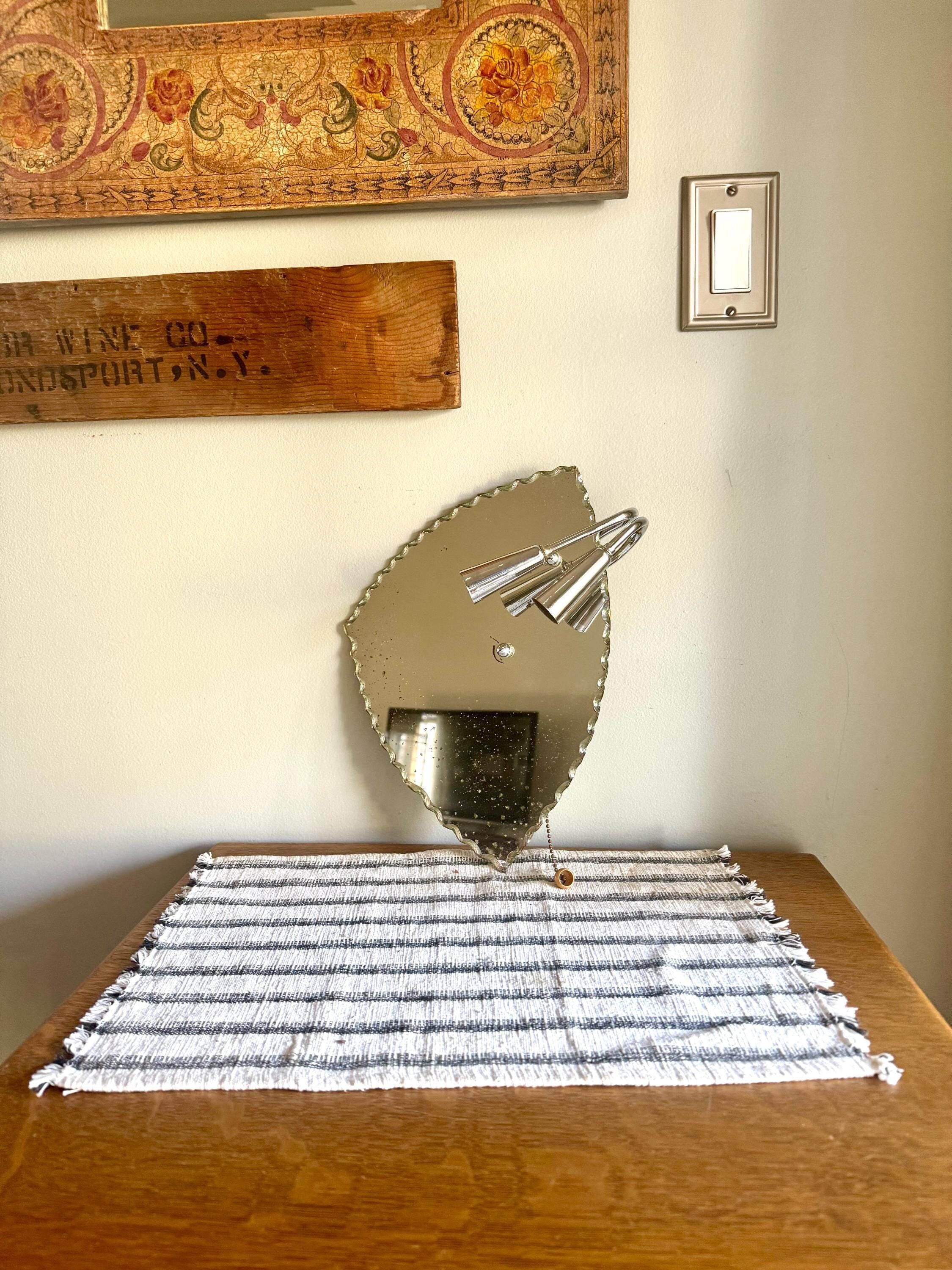 Art Deco Gill Glass & Fixture Co. Wall Mirror Sconce Light | Art Nouveau Mirror Wall Light | Patina Mirror Wall Light | Mirrored Sconce