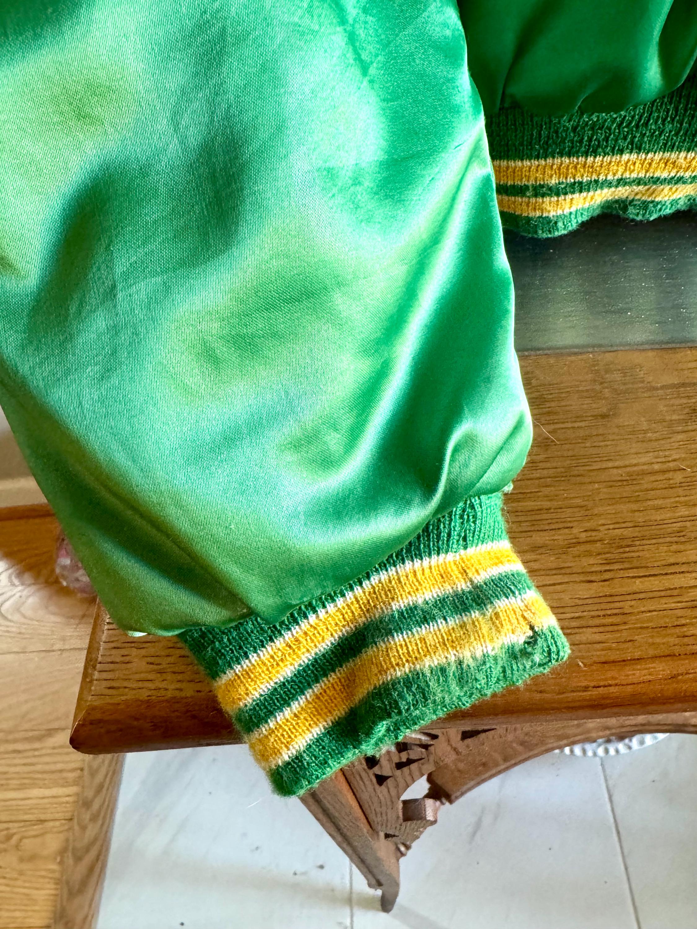 Vintage Green Birdie by Richard A. Leslie Racing Bomber Jacket | Brenda Scotmar 13 Racing Jacket | Yellow and Green Birdie Racing Jacket (S)