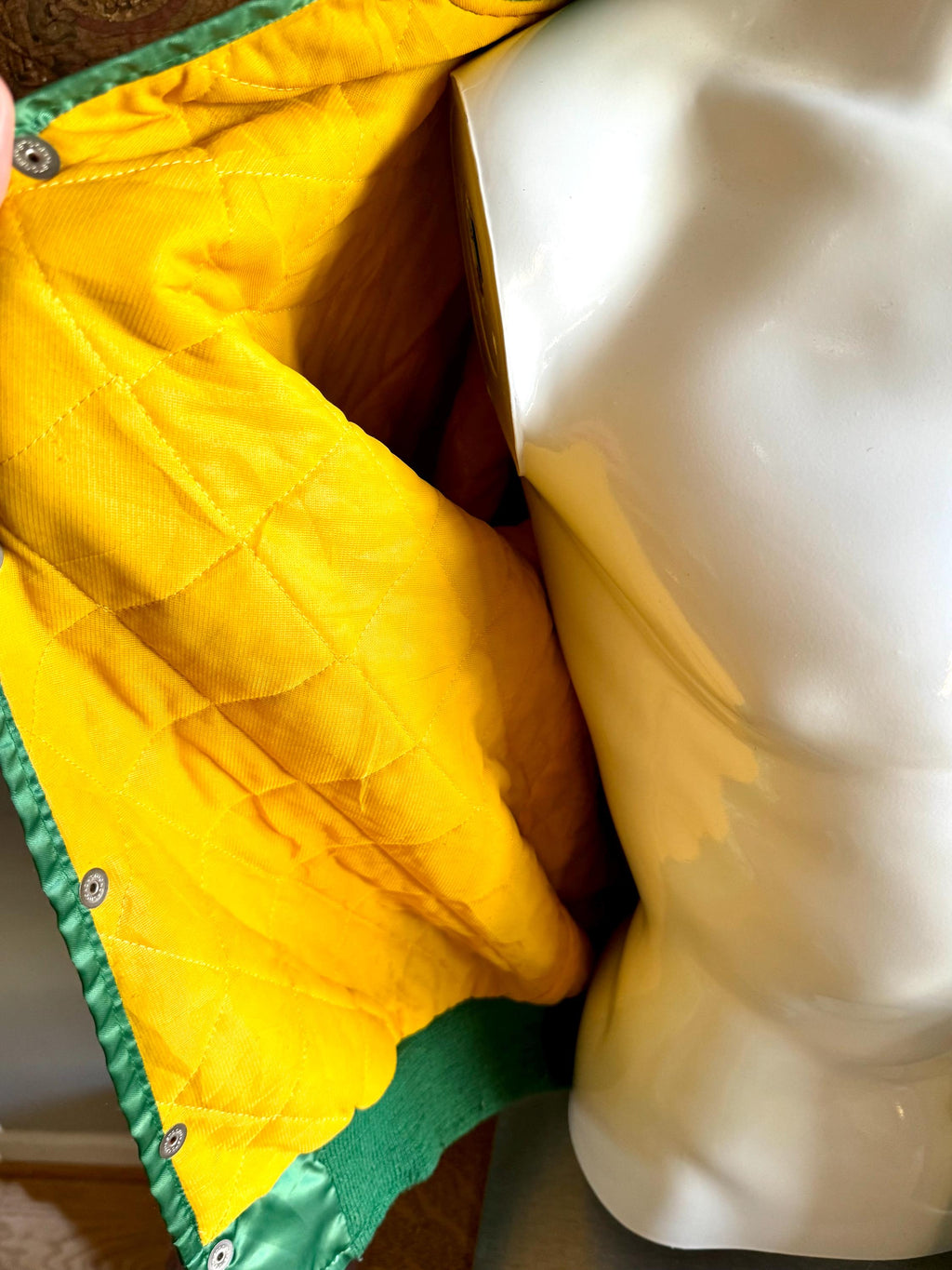 Vintage Green Birdie by Richard A. Leslie Racing Bomber Jacket | Brenda Scotmar 13 Racing Jacket | Yellow and Green Birdie Racing Jacket (S)