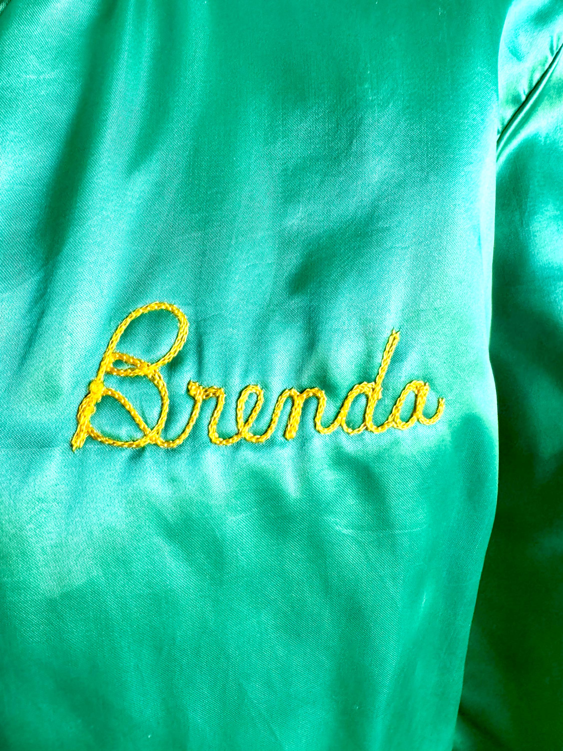Vintage Green Birdie by Richard A. Leslie Racing Bomber Jacket | Brenda Scotmar 13 Racing Jacket | Yellow and Green Birdie Racing Jacket (S)