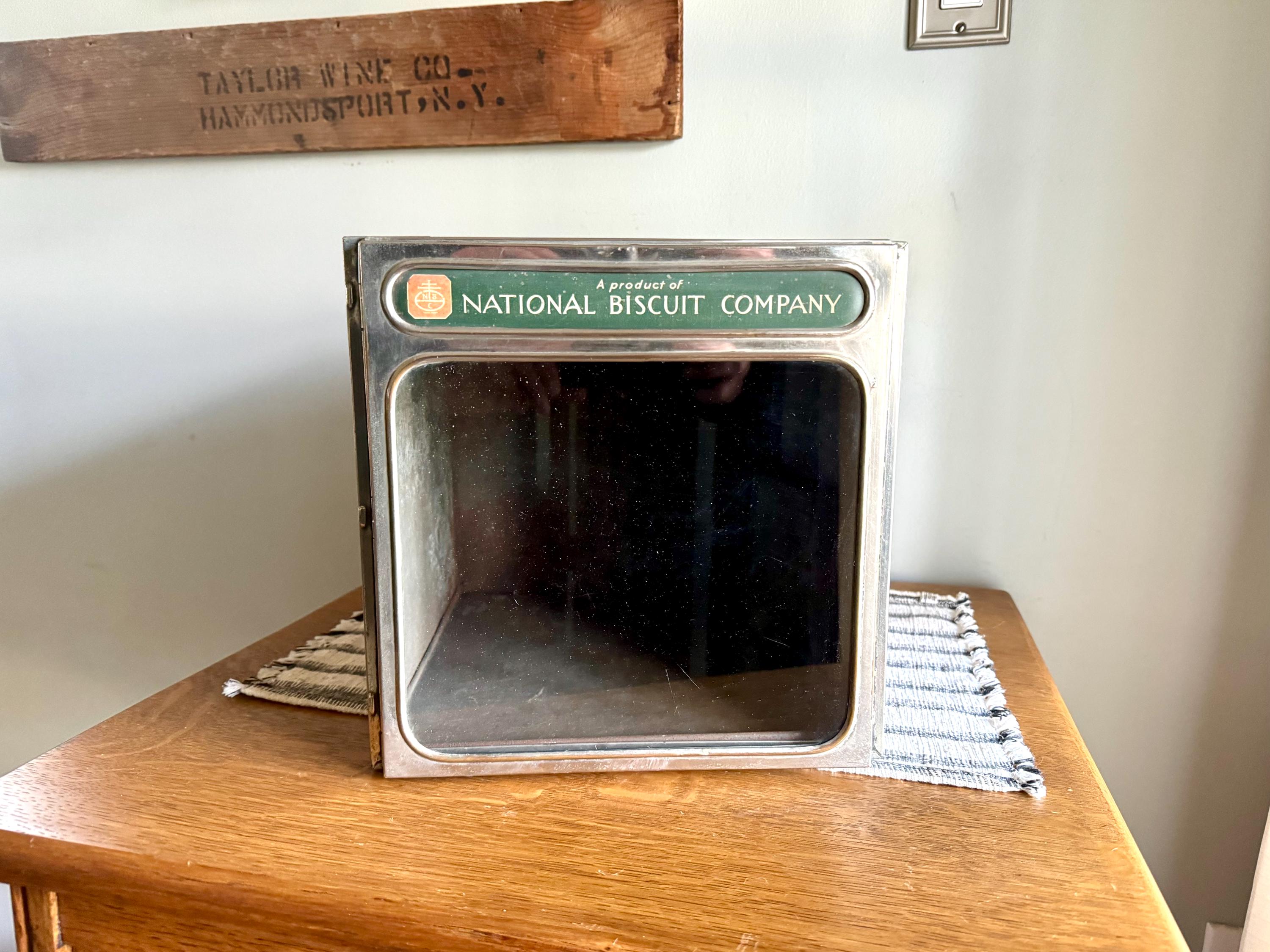 Vintage Nabisco Store Display Box | National Biscuit Company Bakers Display Box | Glass Door Nabisco Tin Display Box