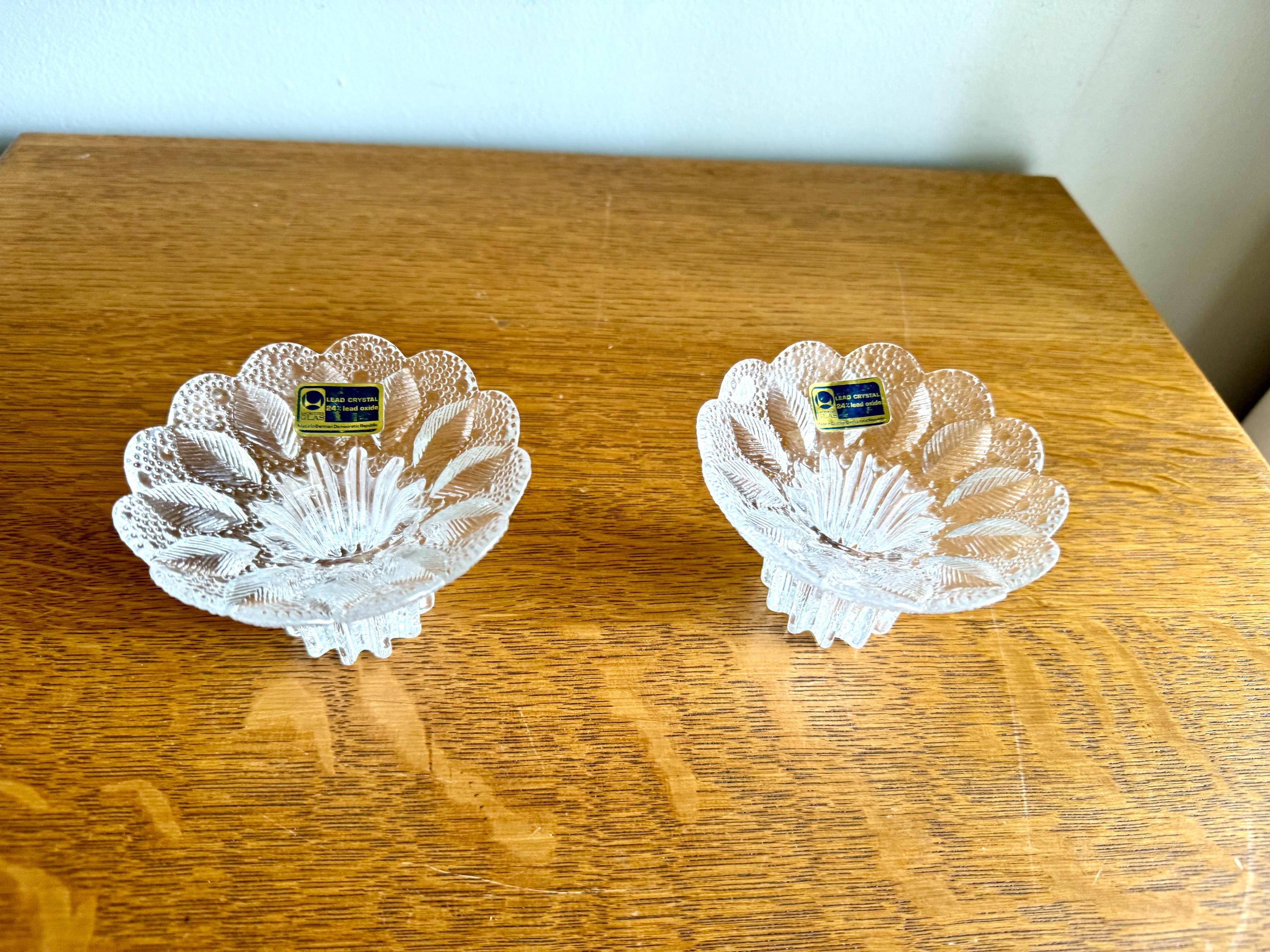 Vtg Lausitzer Glas Lead Crystal Candleholders | Textured Lead Crystal Candlestick Holders | German Floral Crystal Candle Holders