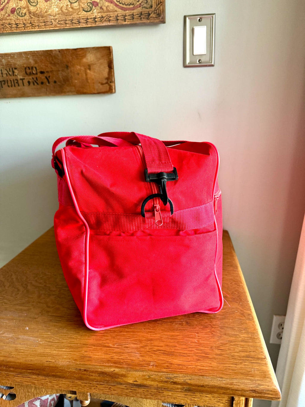 Vtg Uniworld Red Shoulder Bag  | Red Vinyl Canvas Carry On Bag | Red Handbag Duffle Bag | Red Uniworld Bag | 80's Weekender Bag