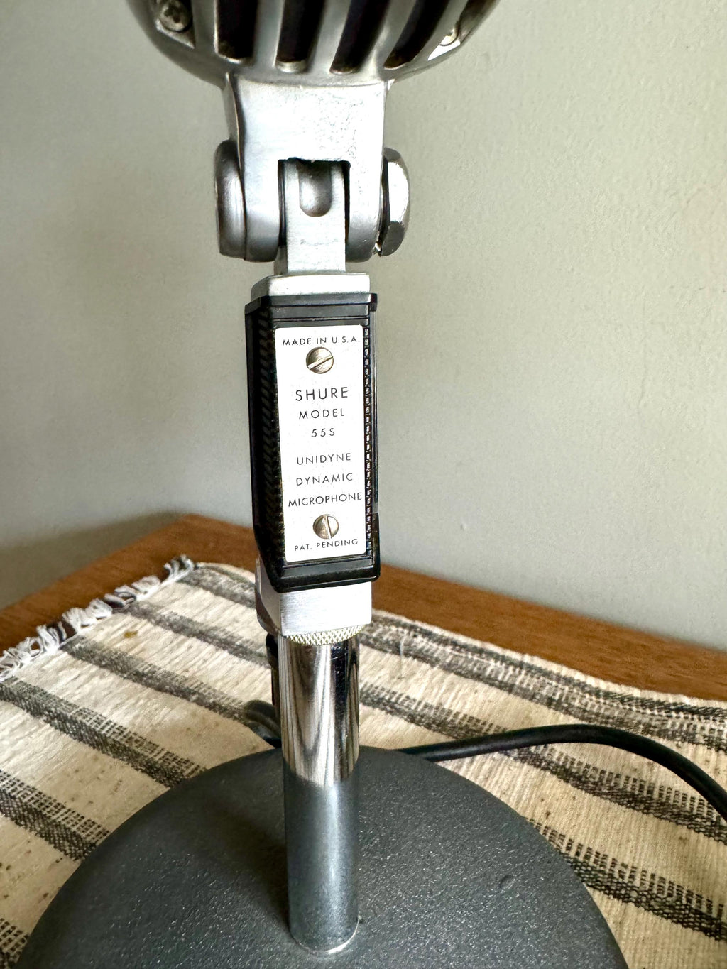 Vtg Shure Brothers Unidyne 55S Microphone | Unidyne Dynamic 55S Microphone on Stand | Chrome Microphone | Elvis Microphone