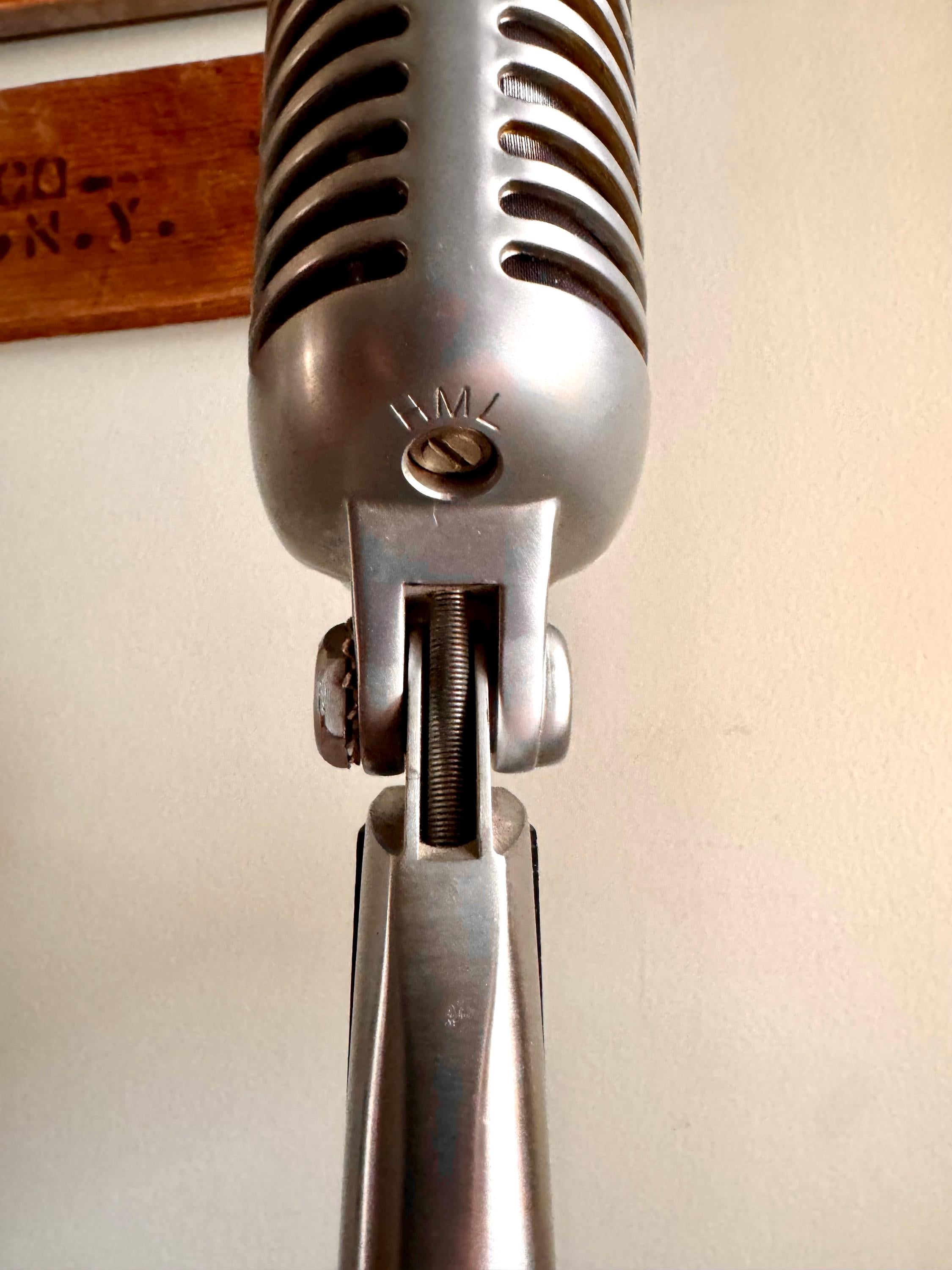 Vtg Shure Brothers Unidyne 55S Microphone | Unidyne Dynamic 55S Microphone on Stand | Chrome Microphone | Elvis Microphone