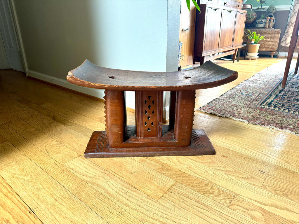 Vtg African Ashanti Stool | Akin Kingo Stool | Ivory Coast Hand Carved Ashanti Stool | Ashanti Ceremonial Stool