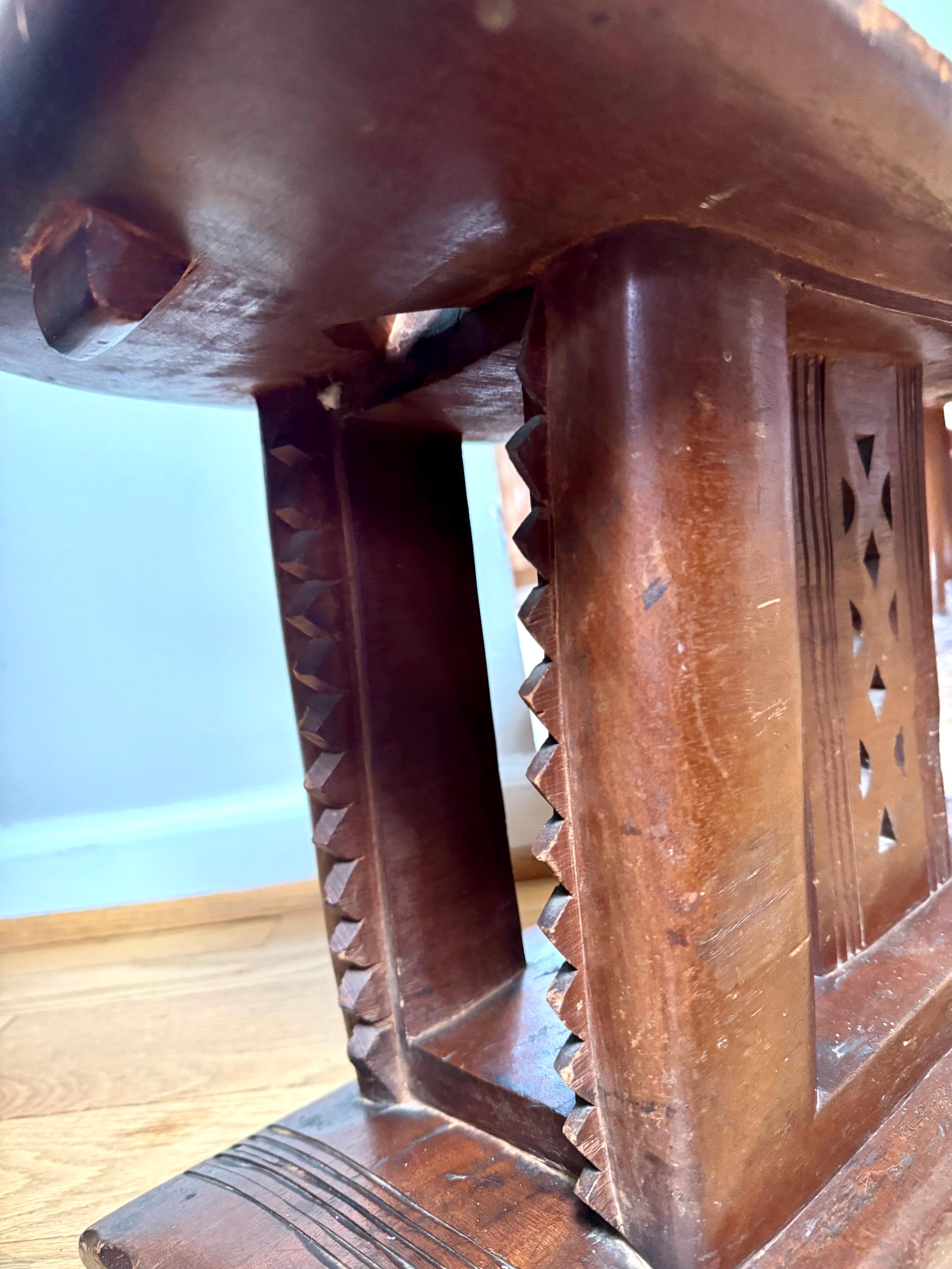 Vtg African Ashanti Stool | Akin Kingo Stool | Ivory Coast Hand Carved Ashanti Stool | Ashanti Ceremonial Stool