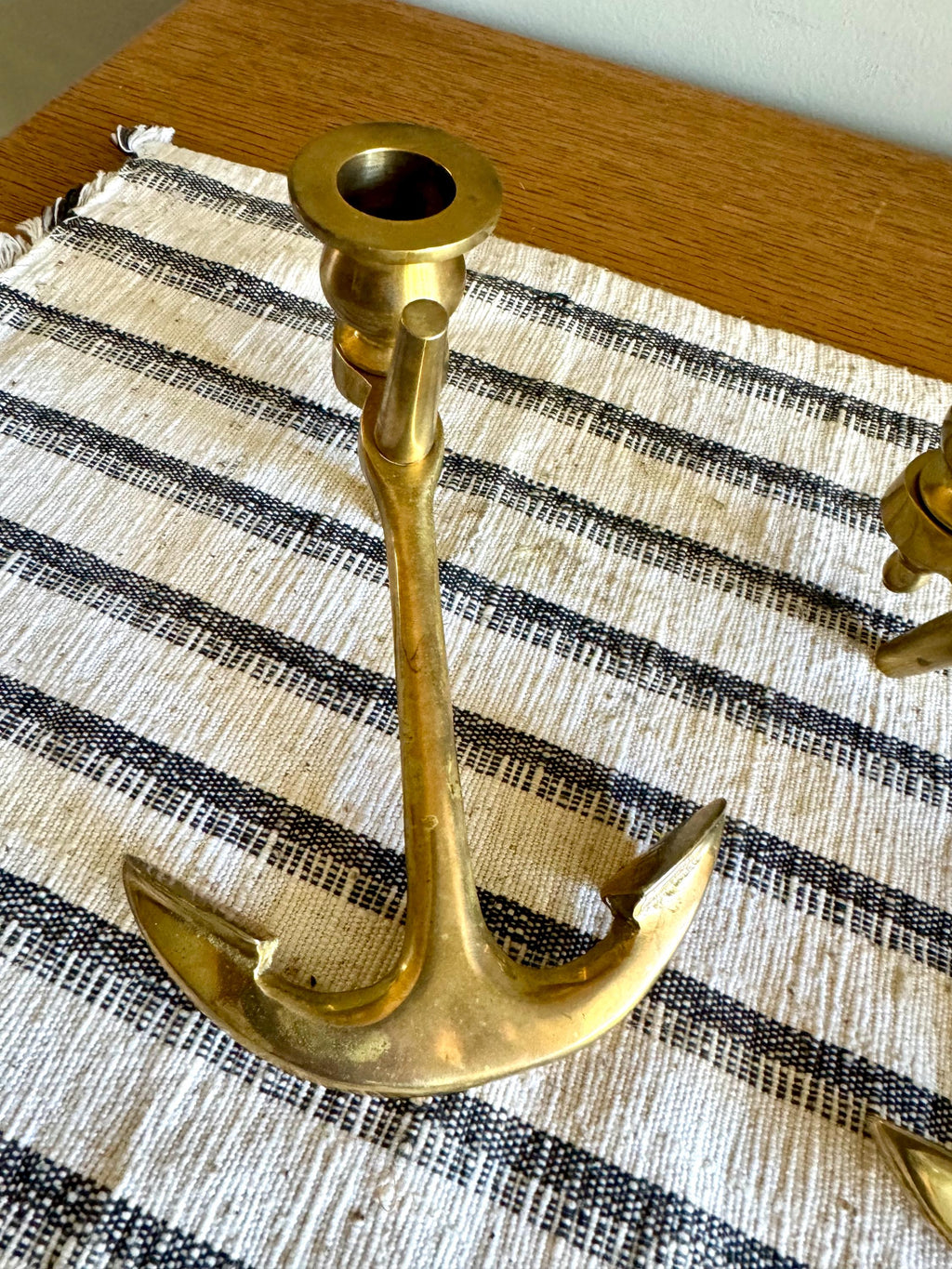 A Pair of Solid Brass Yachtsman Anchor Candle Holders | Solid Brass Boat Anchor Candlestick Holders | Brass Nautical Decor | Beach House Decor