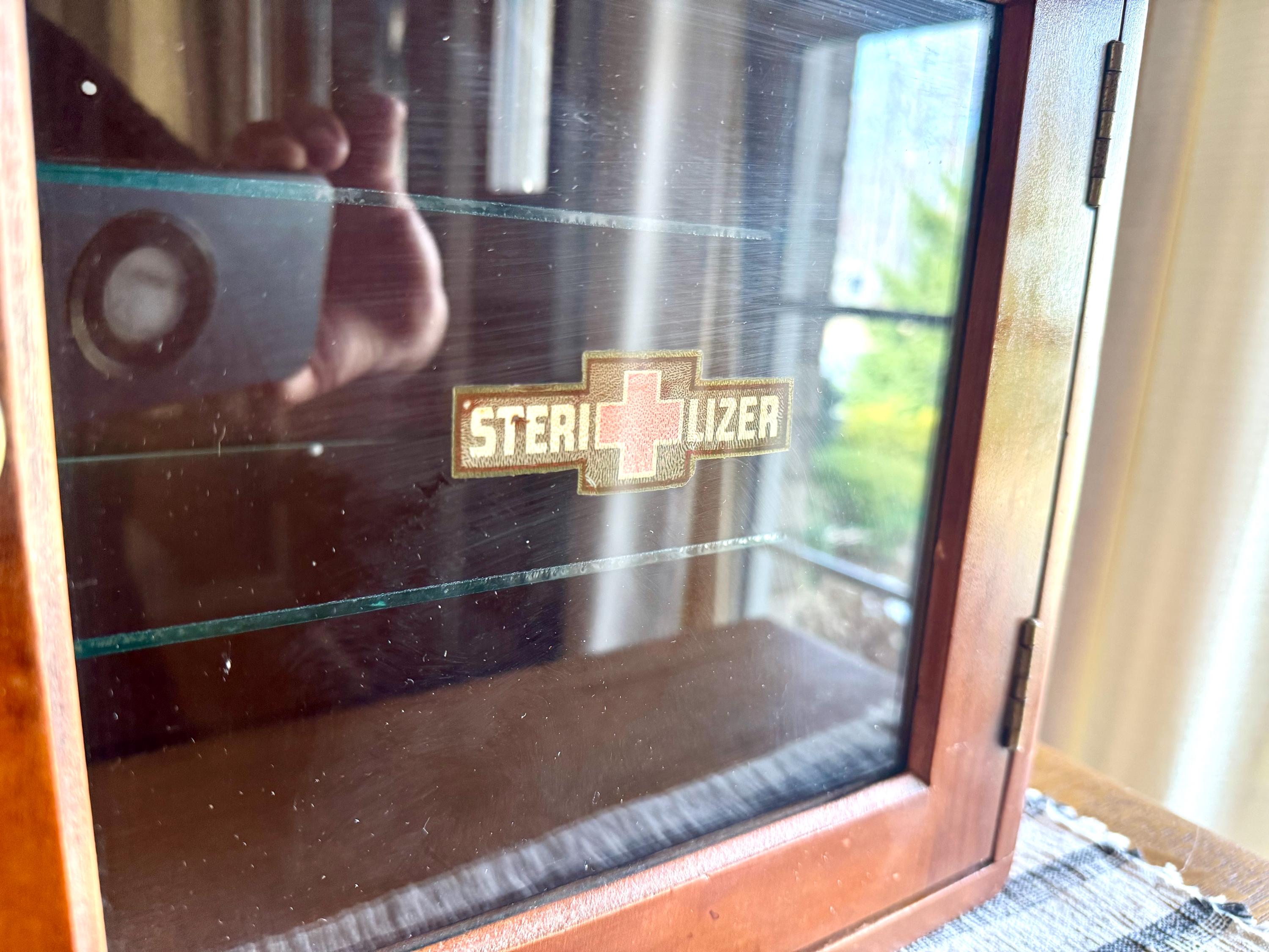 Wooden Medical Sterilizer Cabinet | Wood Sterilizer Cabinet | Vintage Display Cabinet | Medical Cabinet | Barber Cabinet | Sterilizer Wood Cabinet