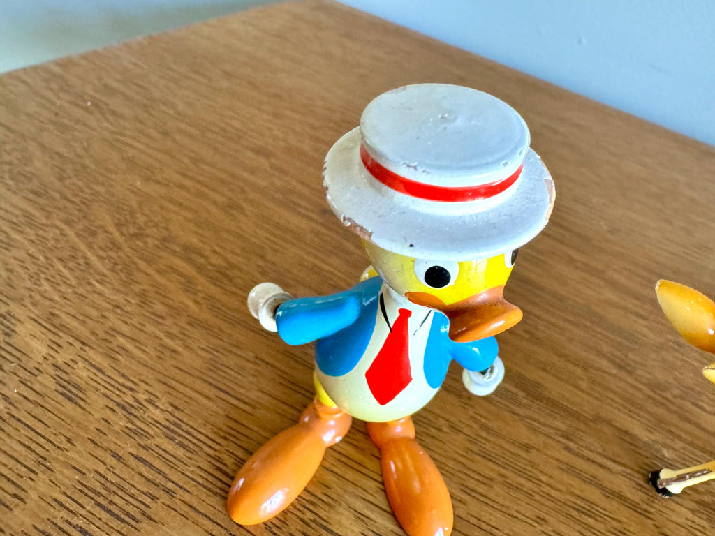 A Vintage Set of 3 Goula Spain Wood Whimsical Figurines | Spanish Wood Bobblehead Figurines | Hand Painted Wooden Figurines