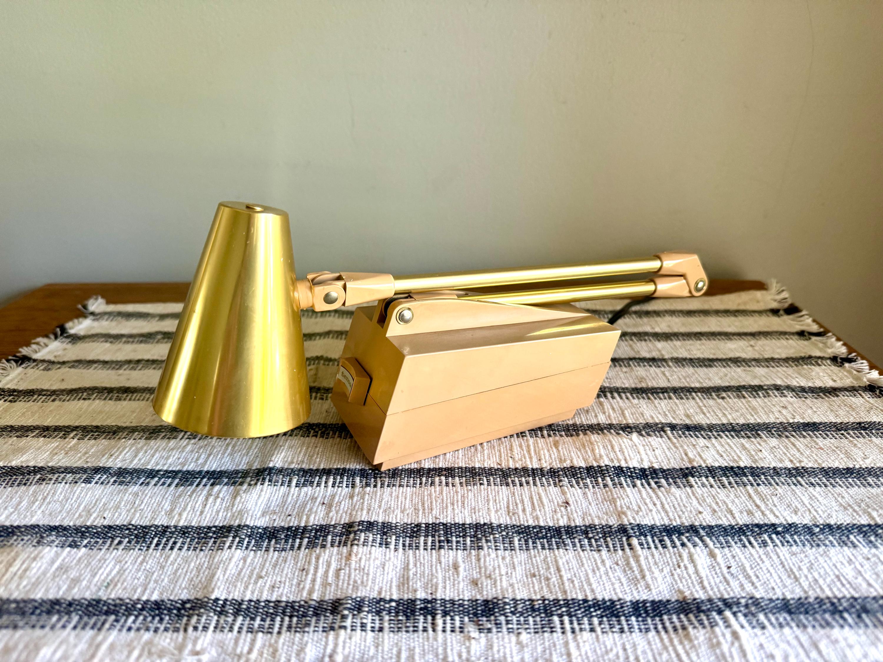 Vtg Tan Folding Table Lamp | Tensor Adjustable Lamp | Small High Intensity Articulating Lamp| Minimalist Lamp | Small MCM Desk Lamp
