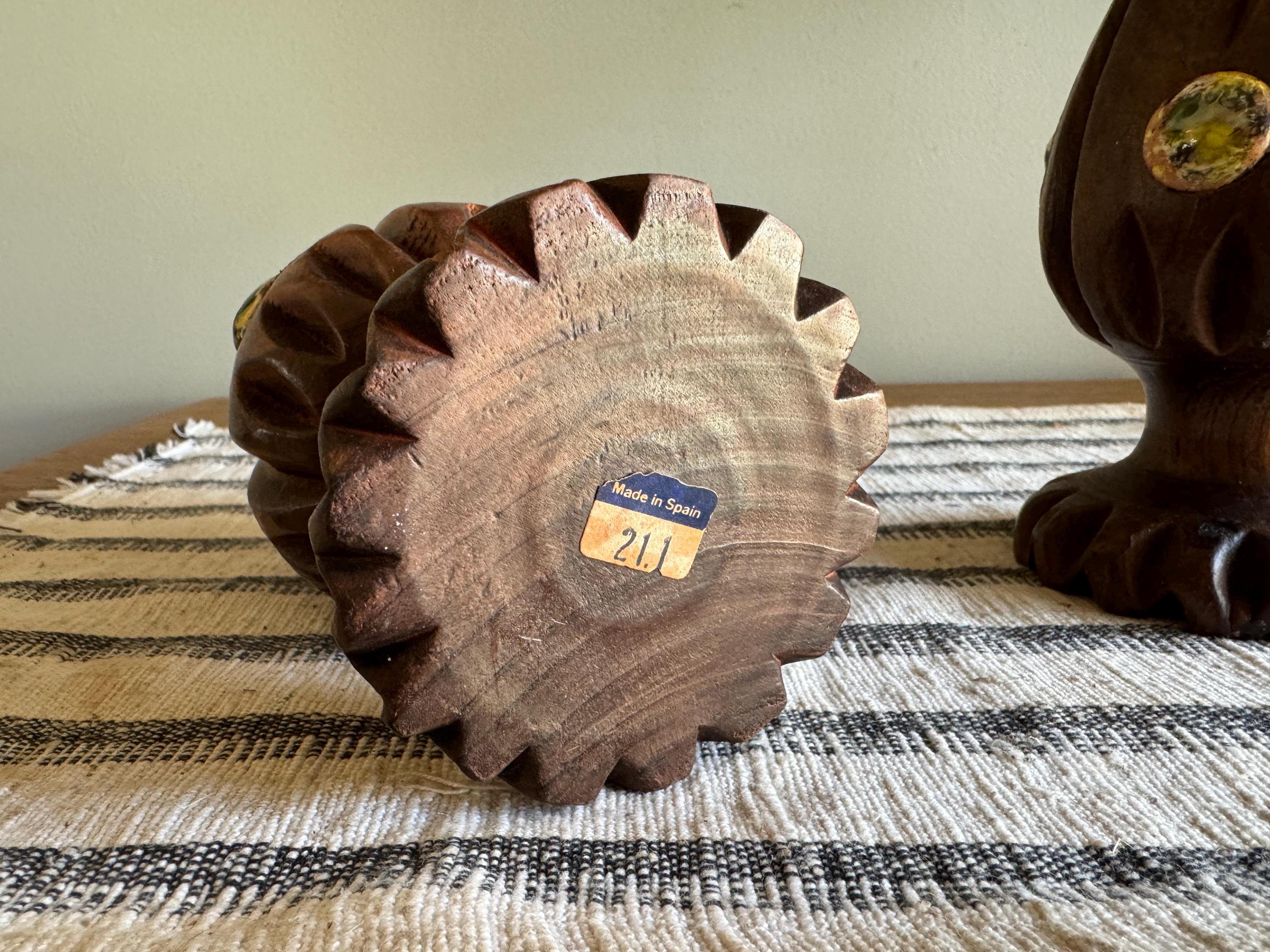 Vtg Pair of Spanish Wood Candle Holders | Hand Carved Wood Candleholders | Spanish Carved Candlestick Holders | Boho Decor