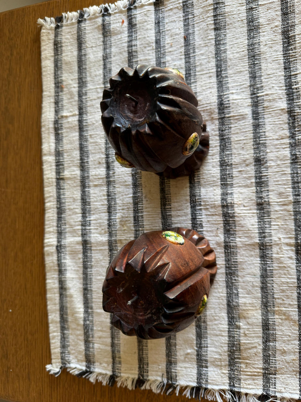 Vtg Pair of Spanish Wood Candle Holders | Hand Carved Wood Candleholders | Spanish Carved Candlestick Holders | Boho Decor