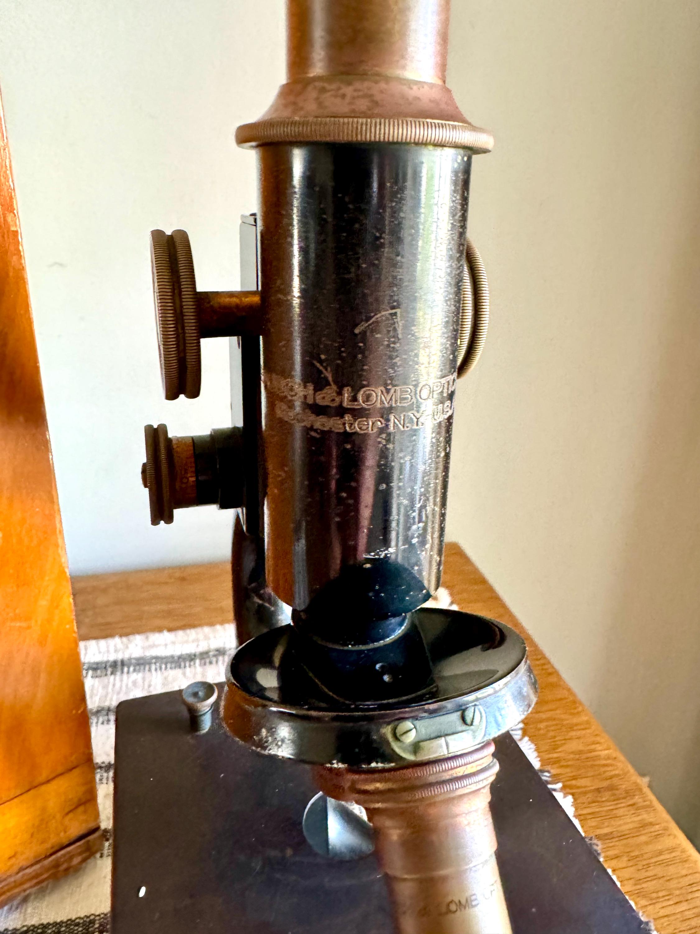 Antique Bausch and Lomb Brass Microscope | Antique Brass Microscope | B&L Brass Microscope Stand| 1928 Brass Monocular Microscope