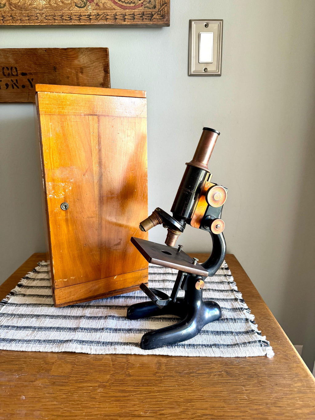 Antique Bausch and Lomb Brass Microscope | Antique Brass Microscope | B&L Brass Microscope Stand| 1928 Brass Monocular Microscope
