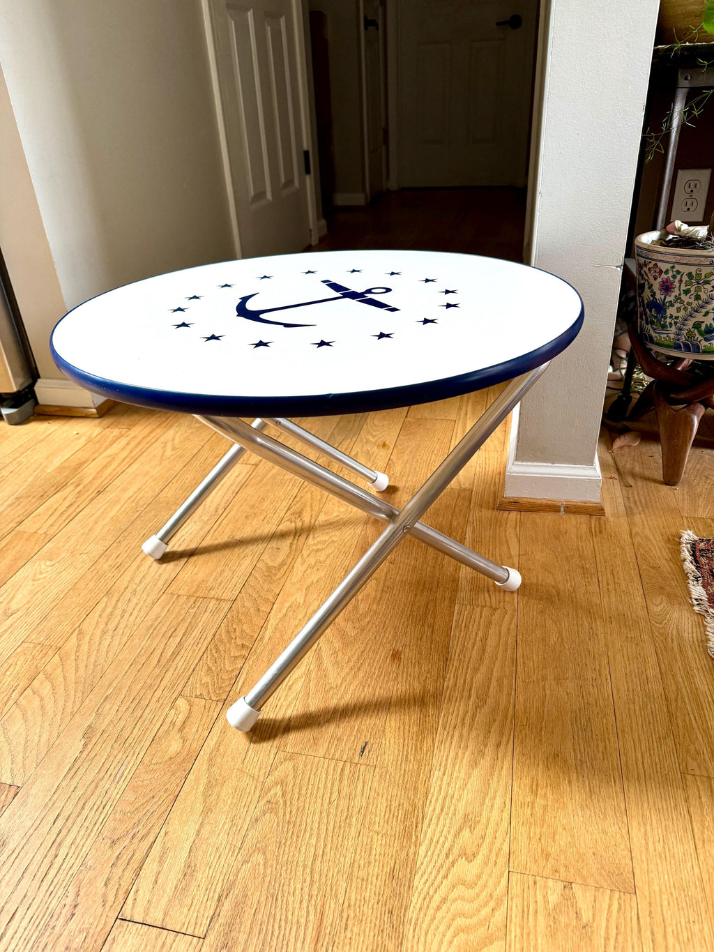 Vtg Nautical Themed Folding Table | Nautical Deck Table | Pool Deck Table | Folding Child's Table| Garelick Folding Table | Anchor Table