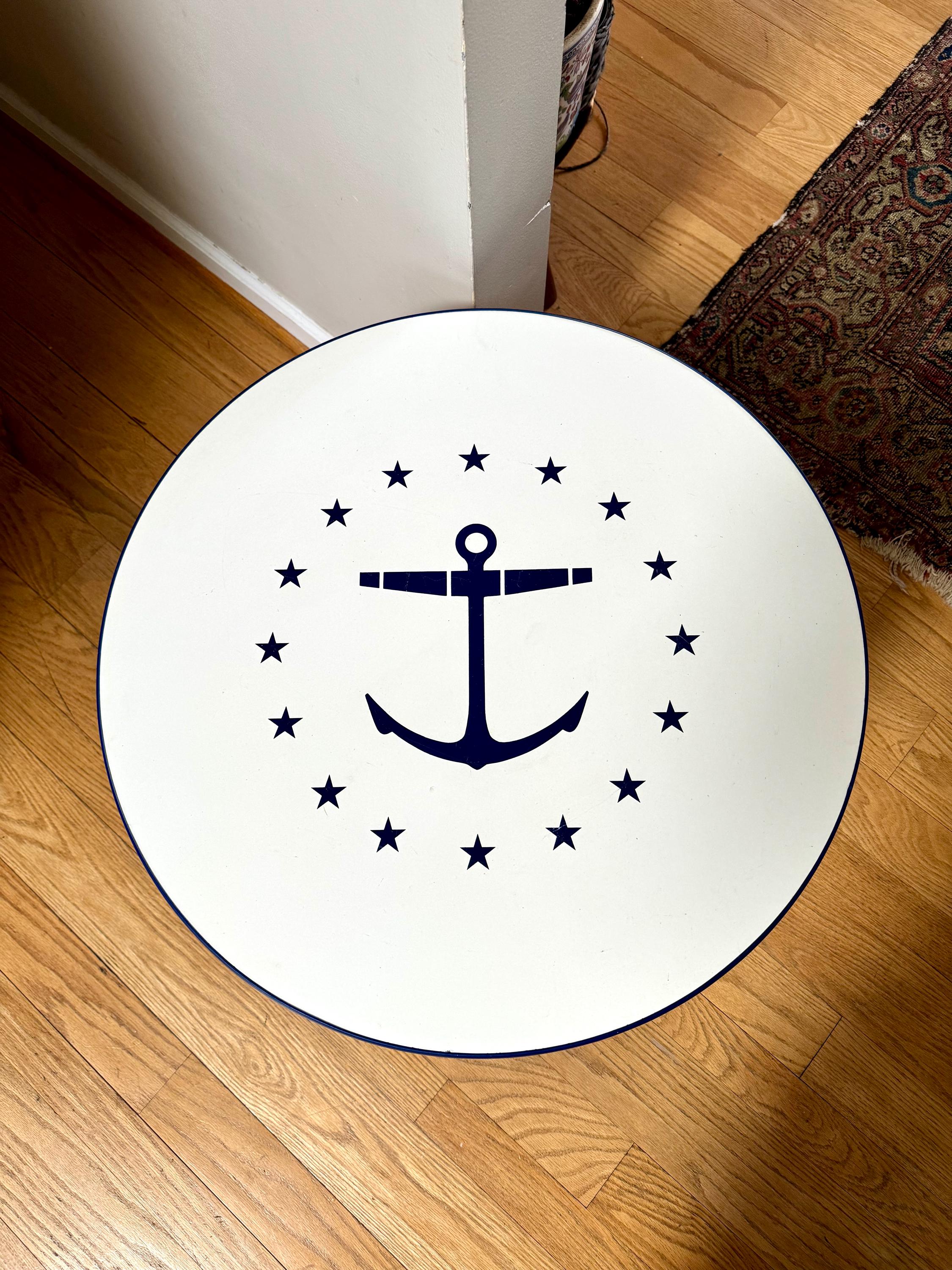 Vtg Nautical Themed Folding Table | Nautical Deck Table | Pool Deck Table | Folding Child's Table| Garelick Folding Table | Anchor Table