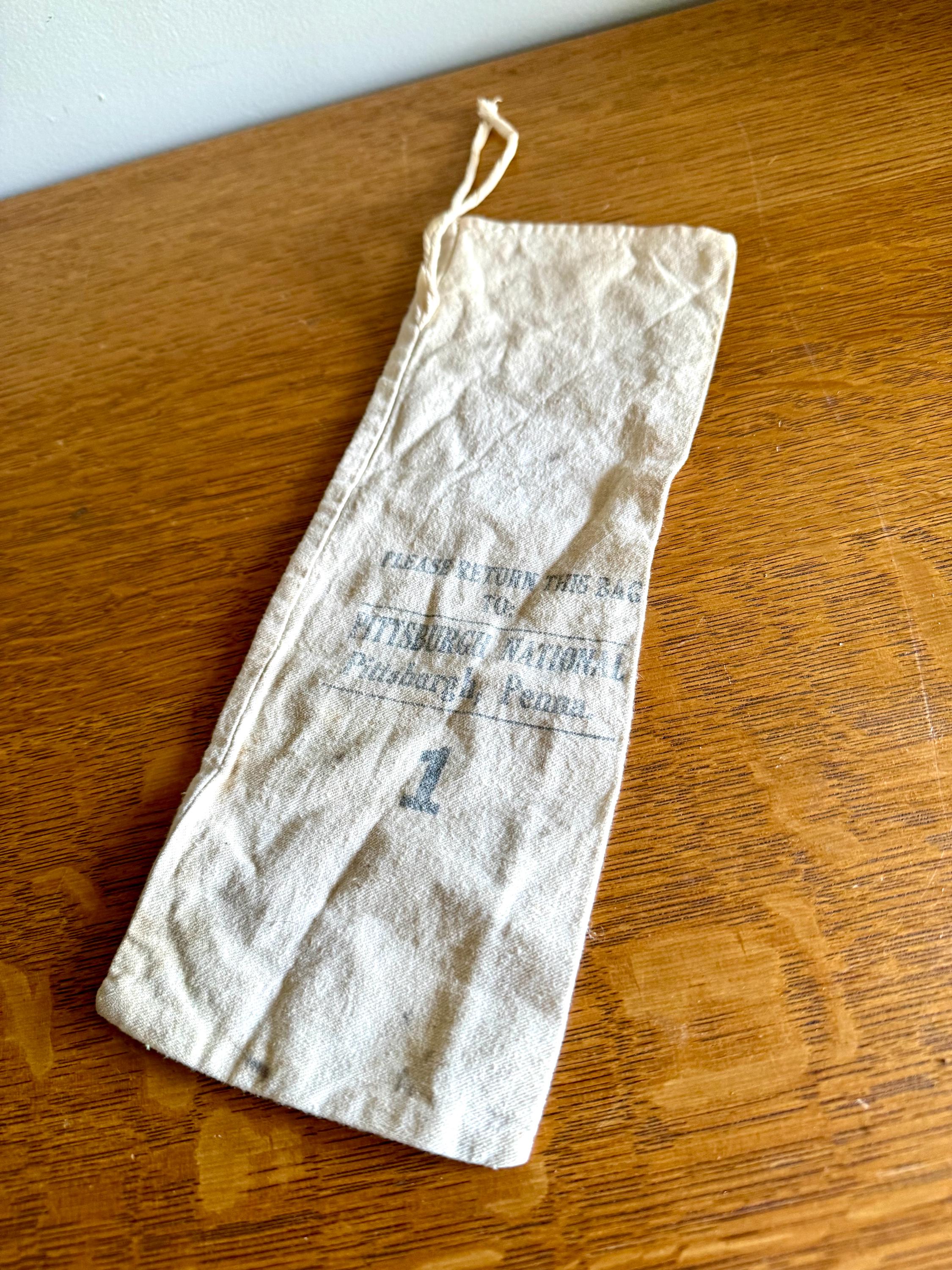 Vtg Pittsburgh National Canvas Coin Bag | Small Vintage Canvas Money Bag | Pittsburgh, Pa Coin Canvas Bag