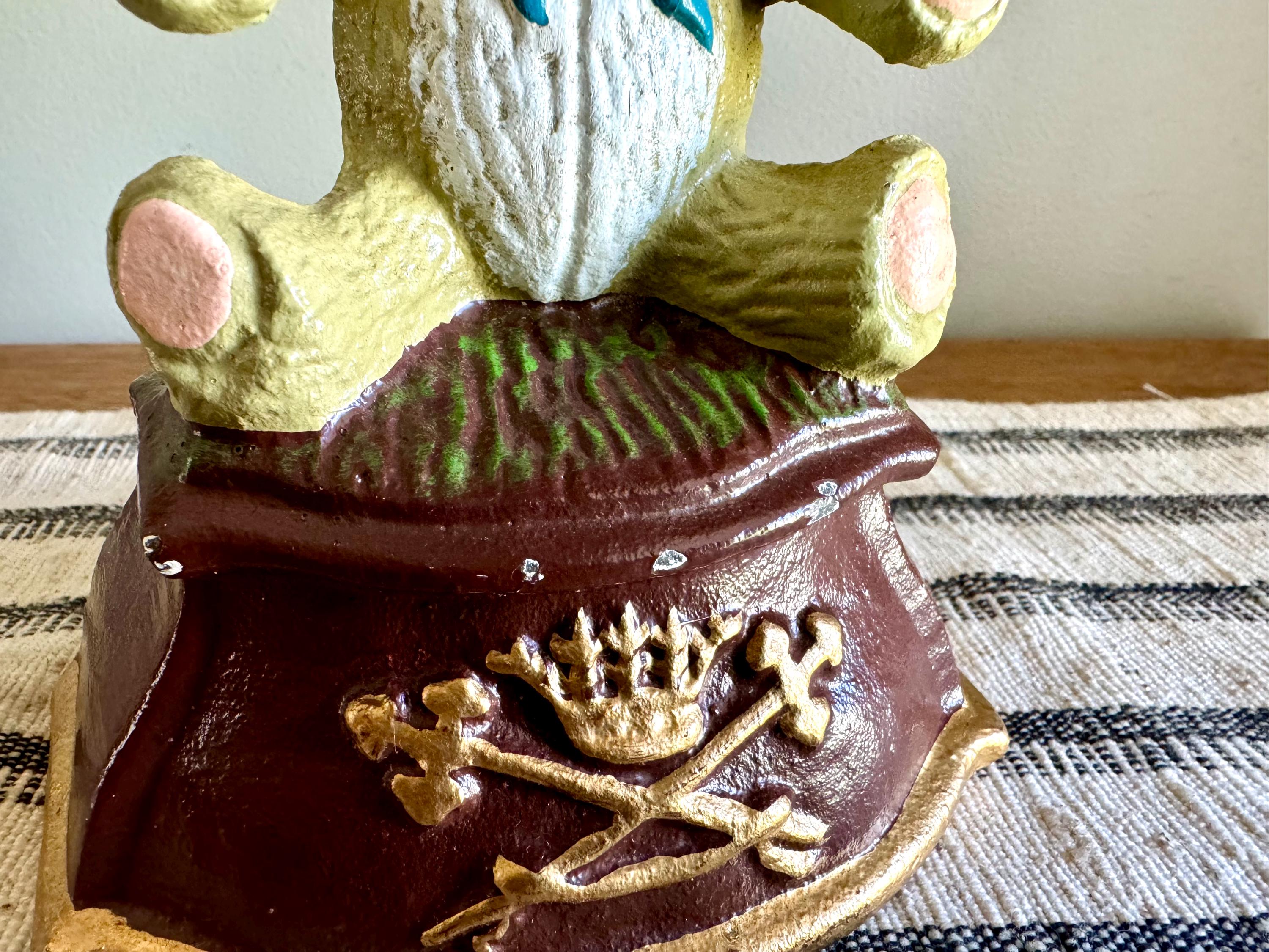 Vtg Cast Iron Teddy Bear Door Stop | Painted Cast Iron Teddy Bear Door Stop | Teddy Bear Iron Book End | Nursery Door Prop