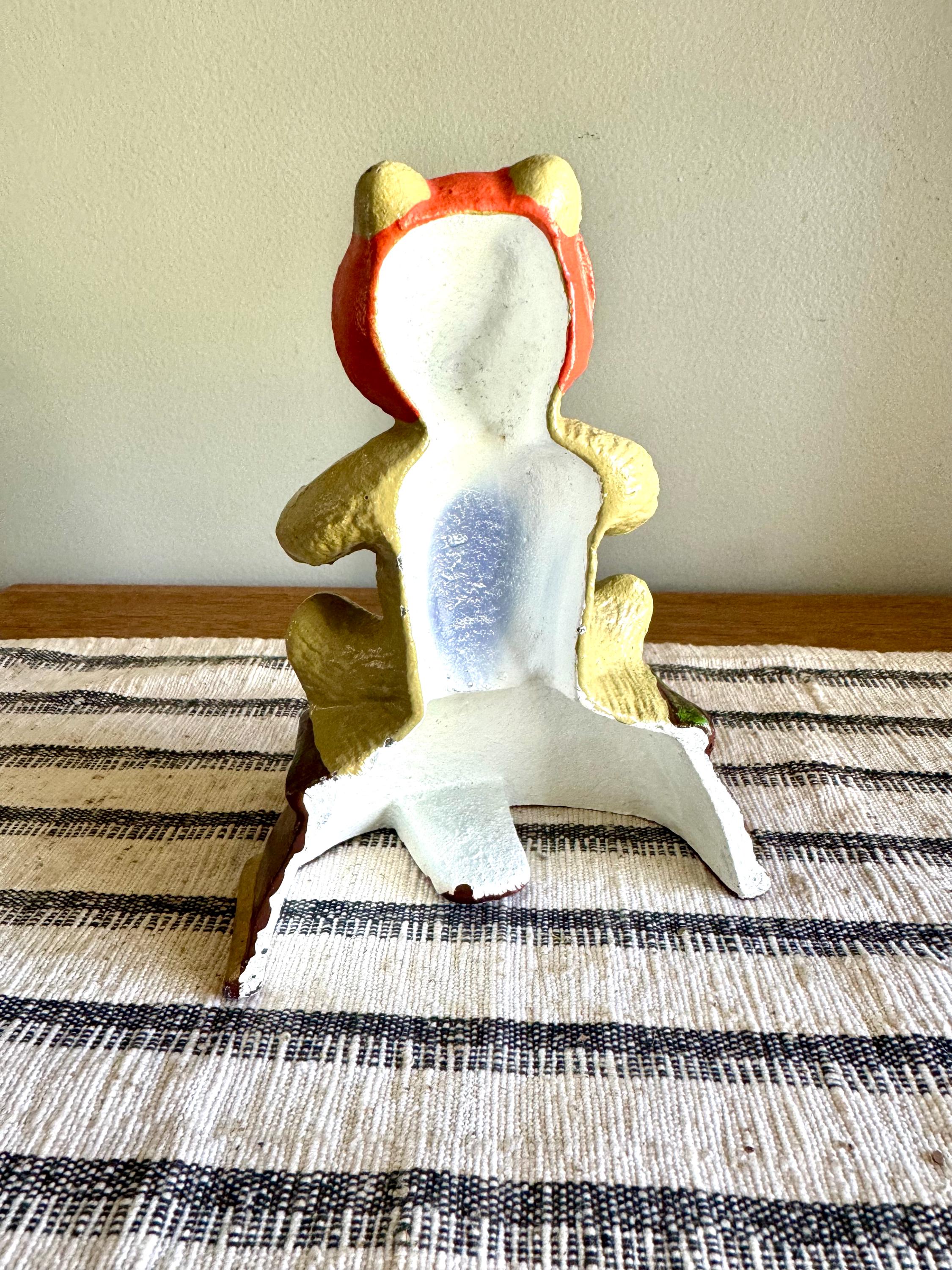 Vtg Cast Iron Teddy Bear Door Stop | Painted Cast Iron Teddy Bear Door Stop | Teddy Bear Iron Book End | Nursery Door Prop