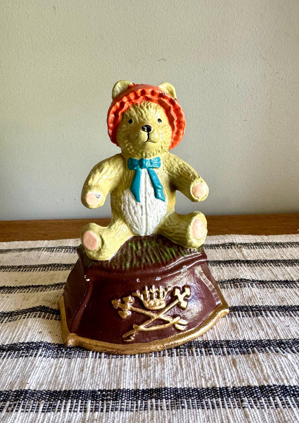 Vtg Cast Iron Teddy Bear Door Stop | Painted Cast Iron Teddy Bear Door Stop | Teddy Bear Iron Book End | Nursery Door Prop