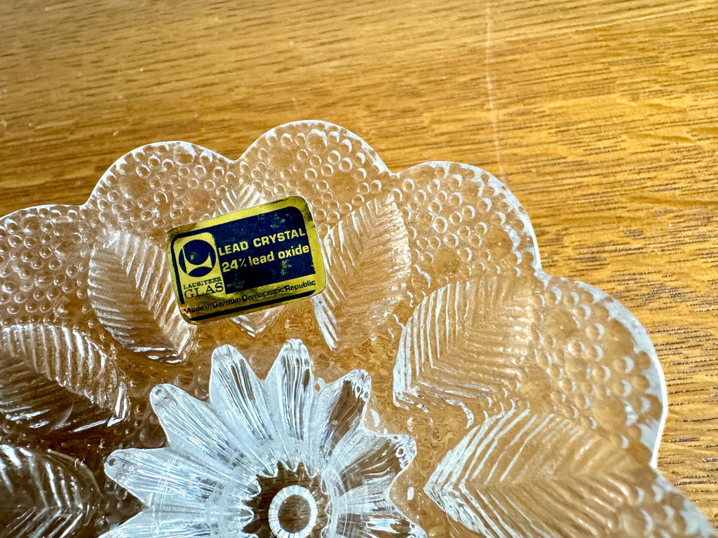Vtg Lausitzer Glas Lead Crystal Candleholders | Textured Lead Crystal Candlestick Holders | German Floral Crystal Candle Holders