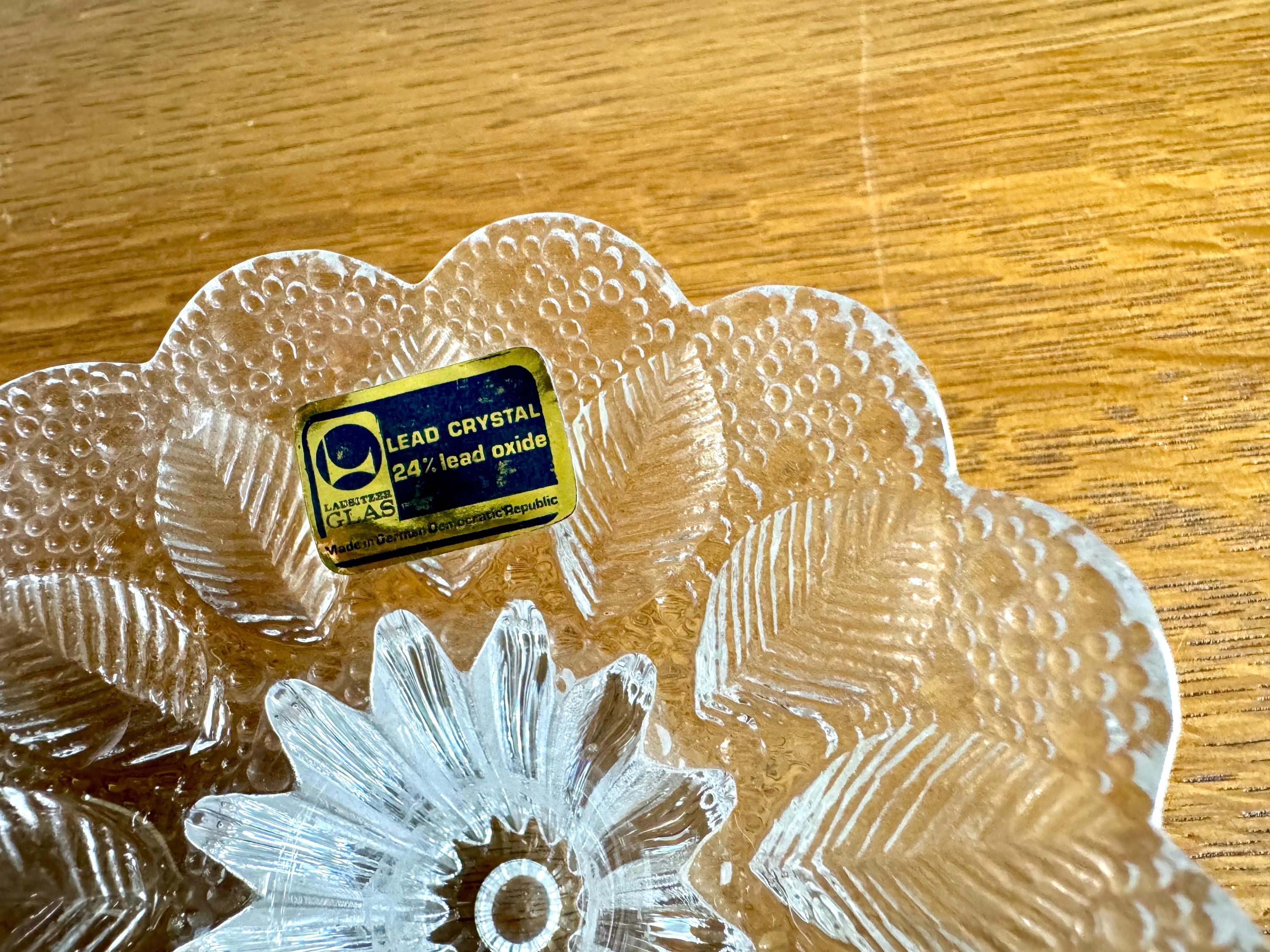 Vtg Lausitzer Glas Lead Crystal Candleholders | Textured Lead Crystal Candlestick Holders | German Floral Crystal Candle Holders