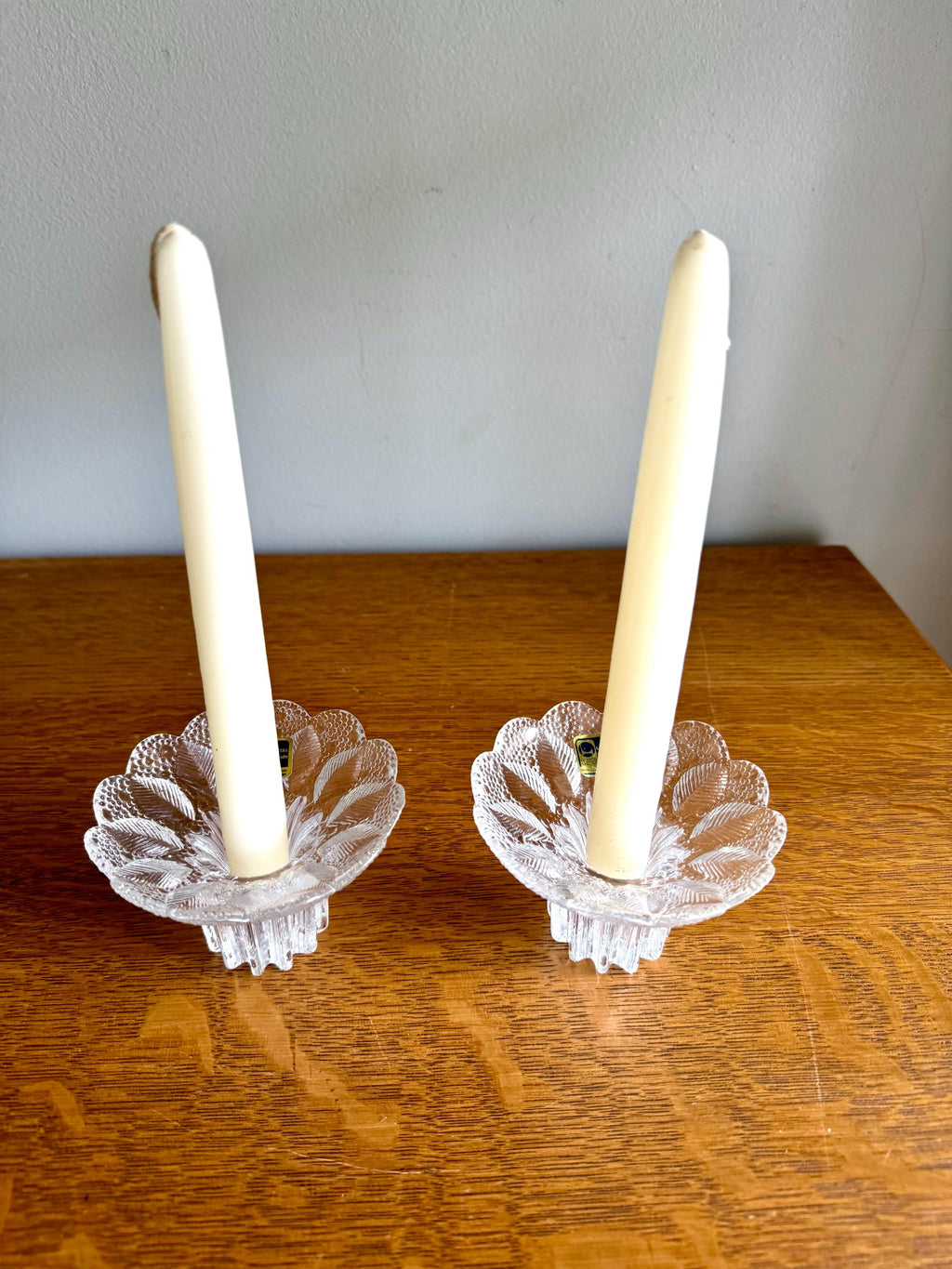 Vtg Lausitzer Glas Lead Crystal Candleholders | Textured Lead Crystal Candlestick Holders | German Floral Crystal Candle Holders