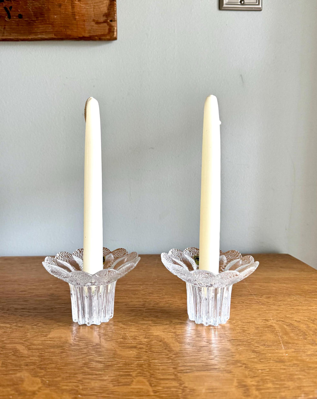 Vtg Lausitzer Glas Lead Crystal Candleholders | Textured Lead Crystal Candlestick Holders | German Floral Crystal Candle Holders