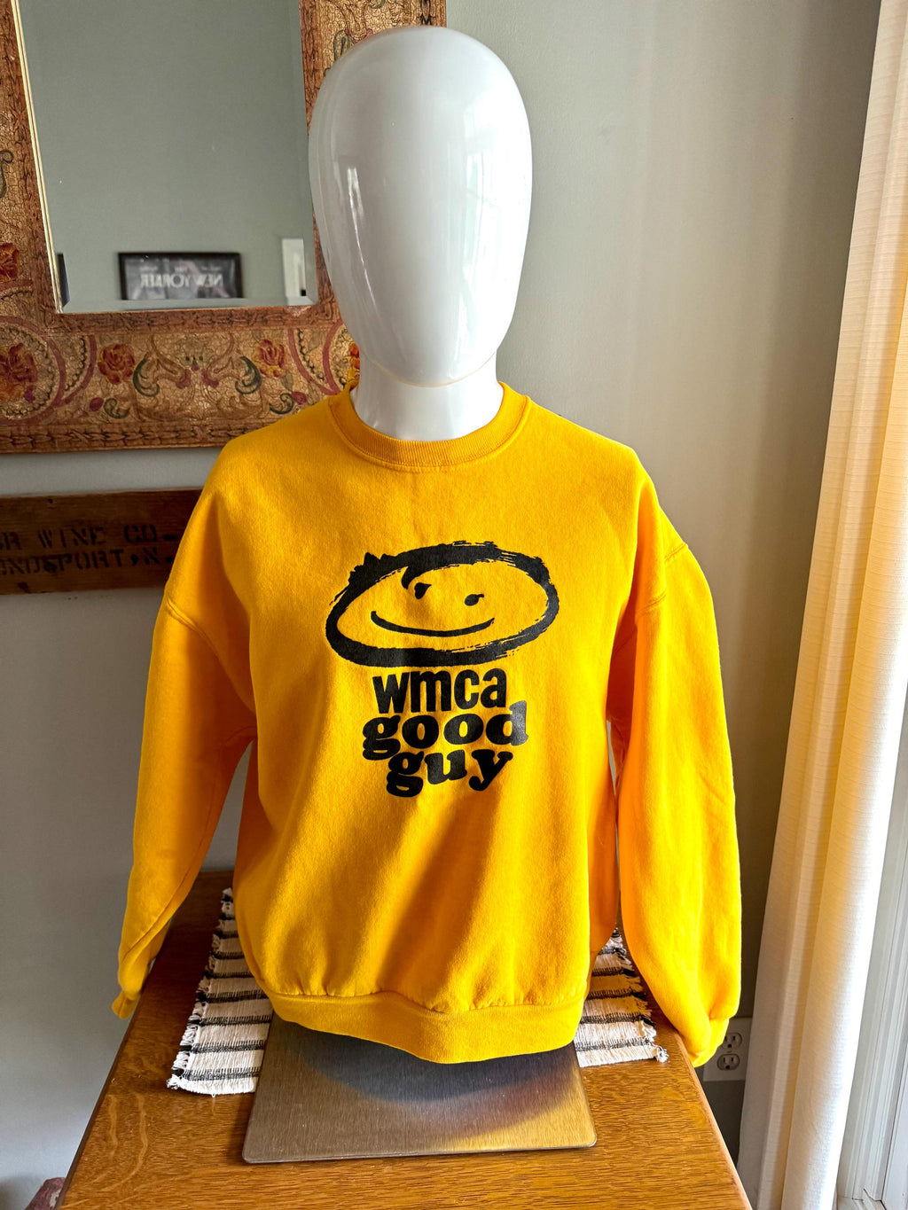 Vtg 1960's Style Yellow WMCA Good Guy Sweatshirt | Vtg WMCA Good Guy Yellow Crewneck Sweatshirt | New York Radio Station Sweatshirt