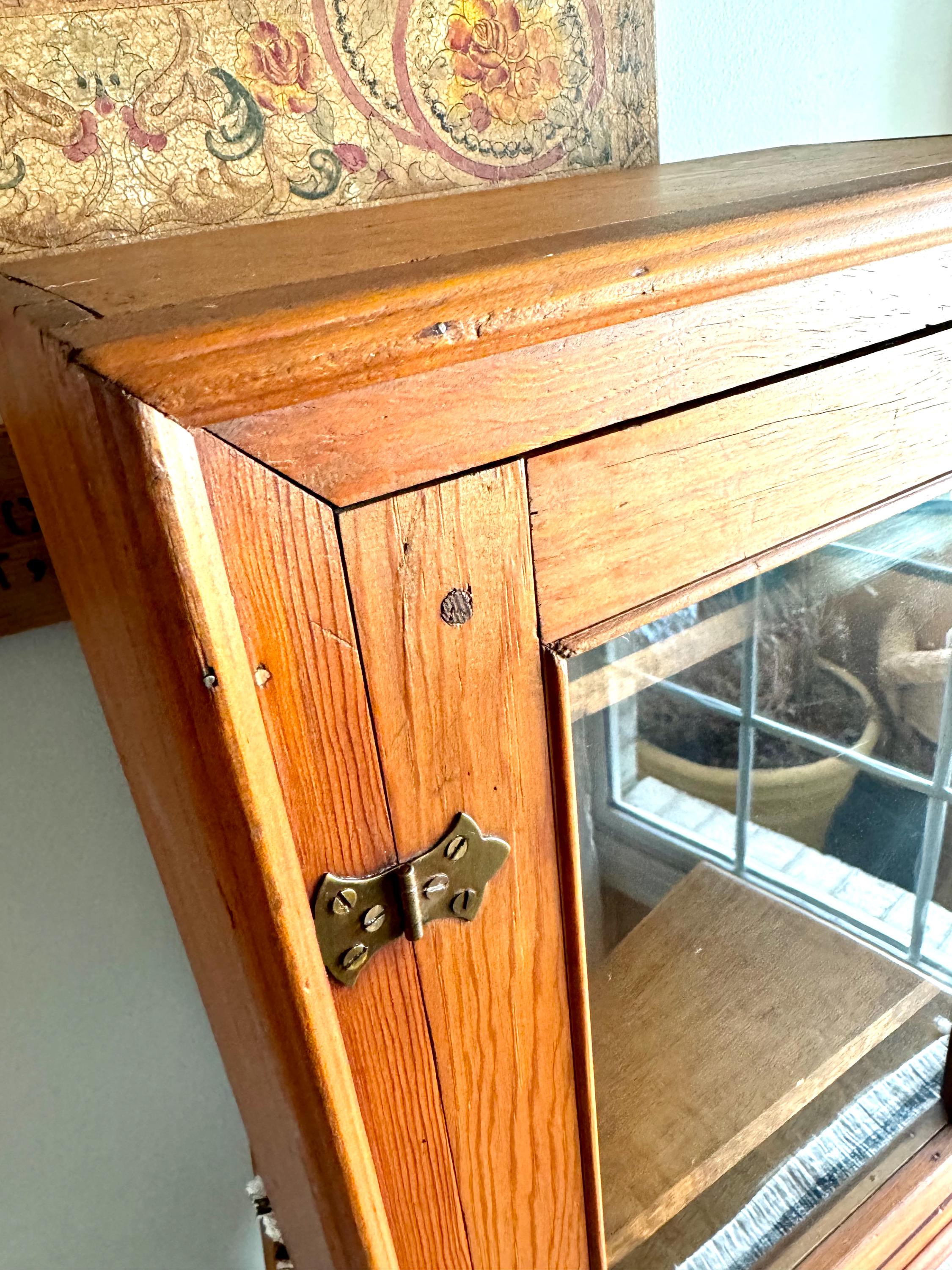 Vtg Wood Display Cabinet | Glass Door Display Cabinet | Apothecary Wood Cabinet | Table Top Wooden Cabinet | Glass Window Wood Cabinet