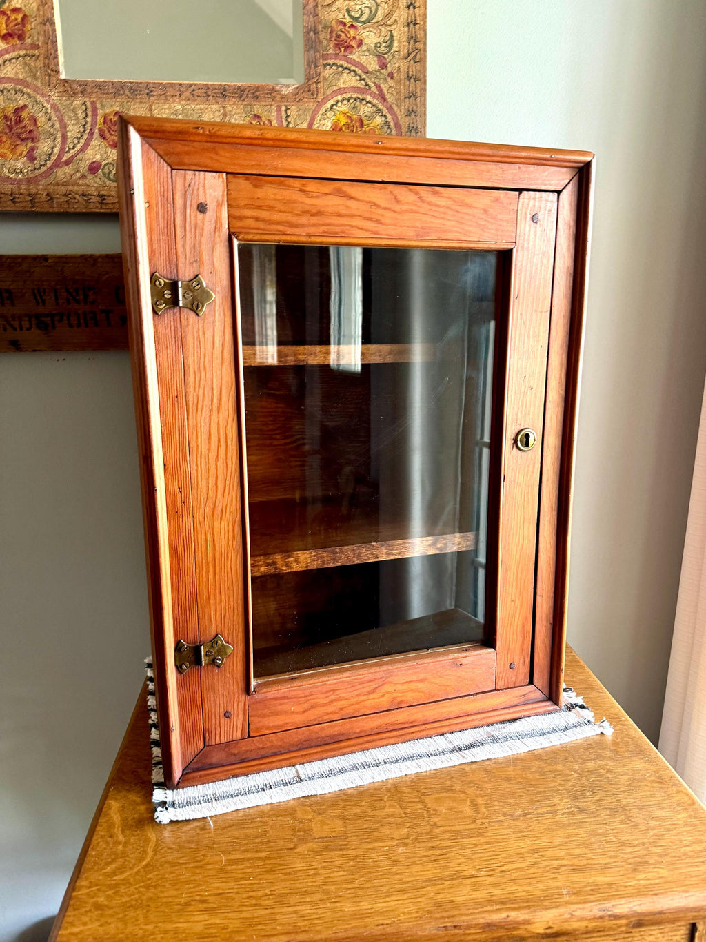 Vtg Wood Display Cabinet | Glass Door Display Cabinet | Apothecary Wood Cabinet | Table Top Wooden Cabinet | Glass Window Wood Cabinet